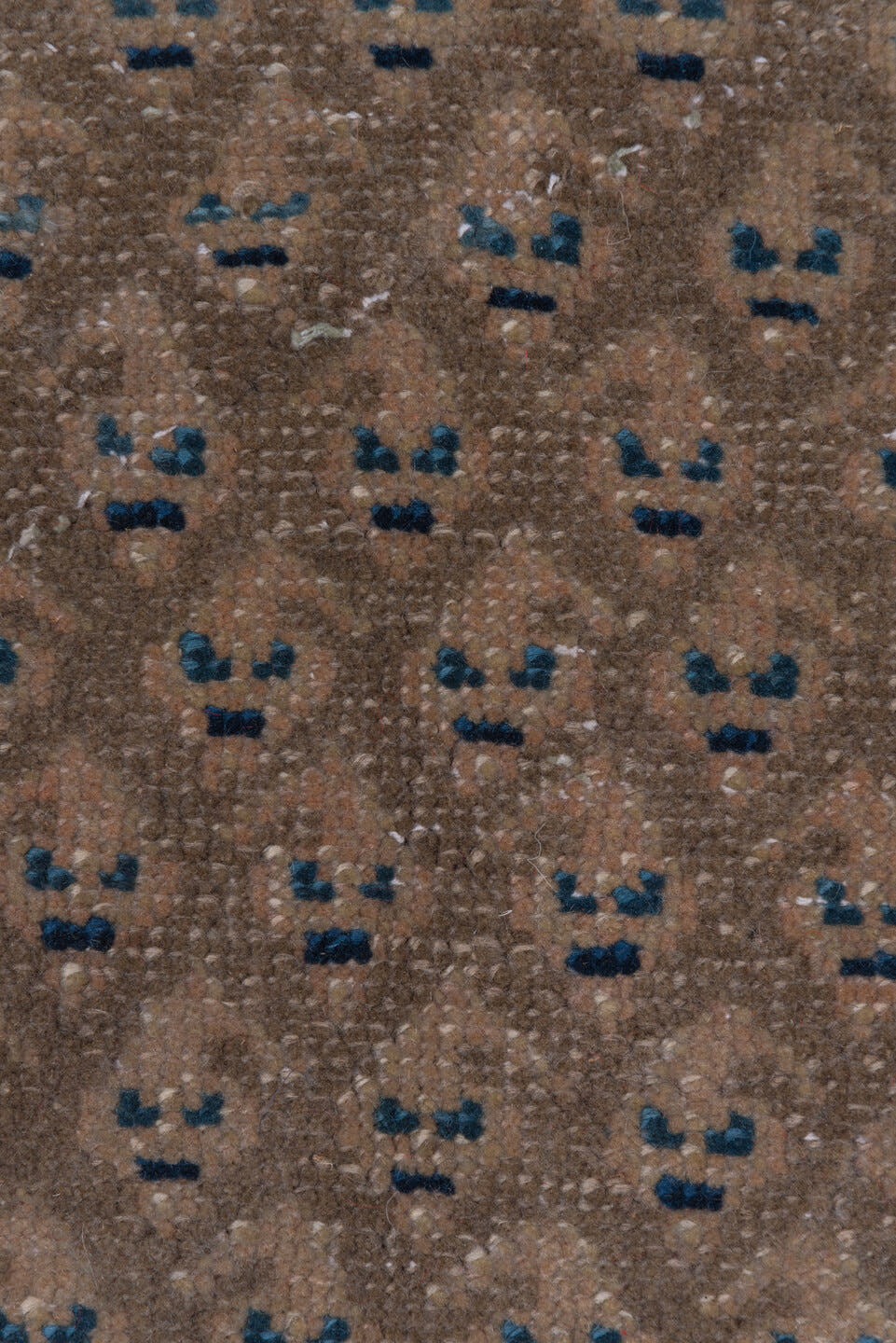 3' x 10' one-of-a-kind handmade vintage Mahal runner rug. Color palette: taupe, brown, beige, indigo, ivory, camel, gray