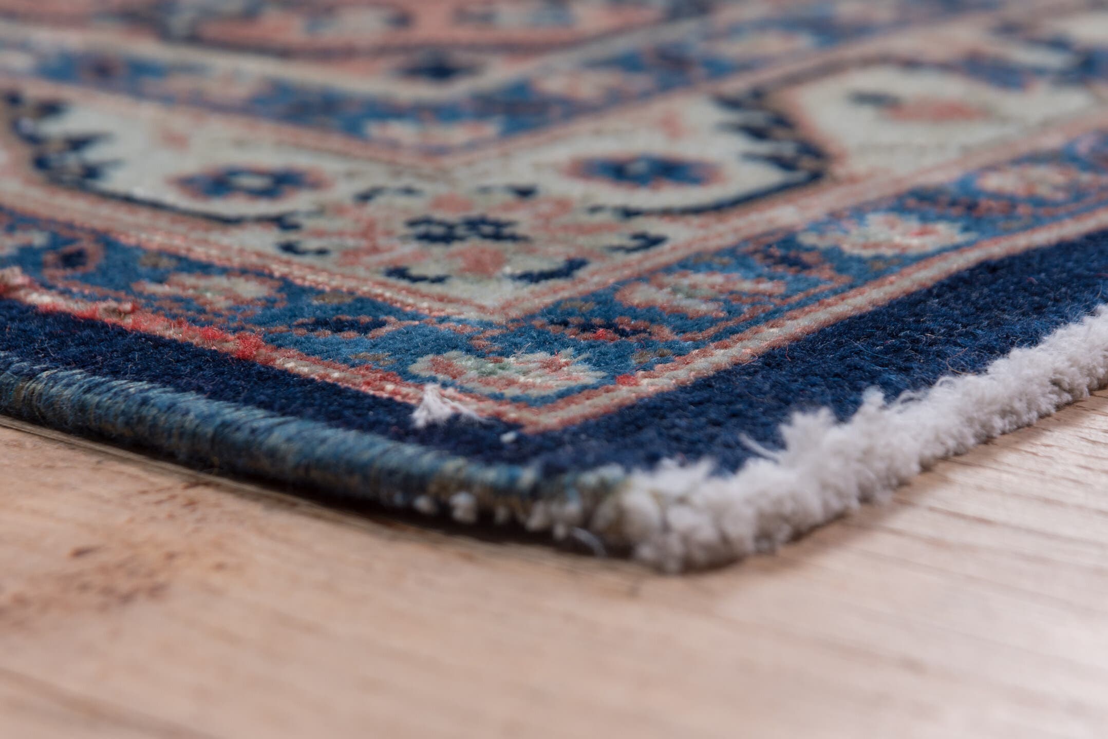 9' x 13' one-of-a-kind handmade vintage Tabriz large size rug. Color palette: ivory, blush, navy, dusty rose, taupe, slate