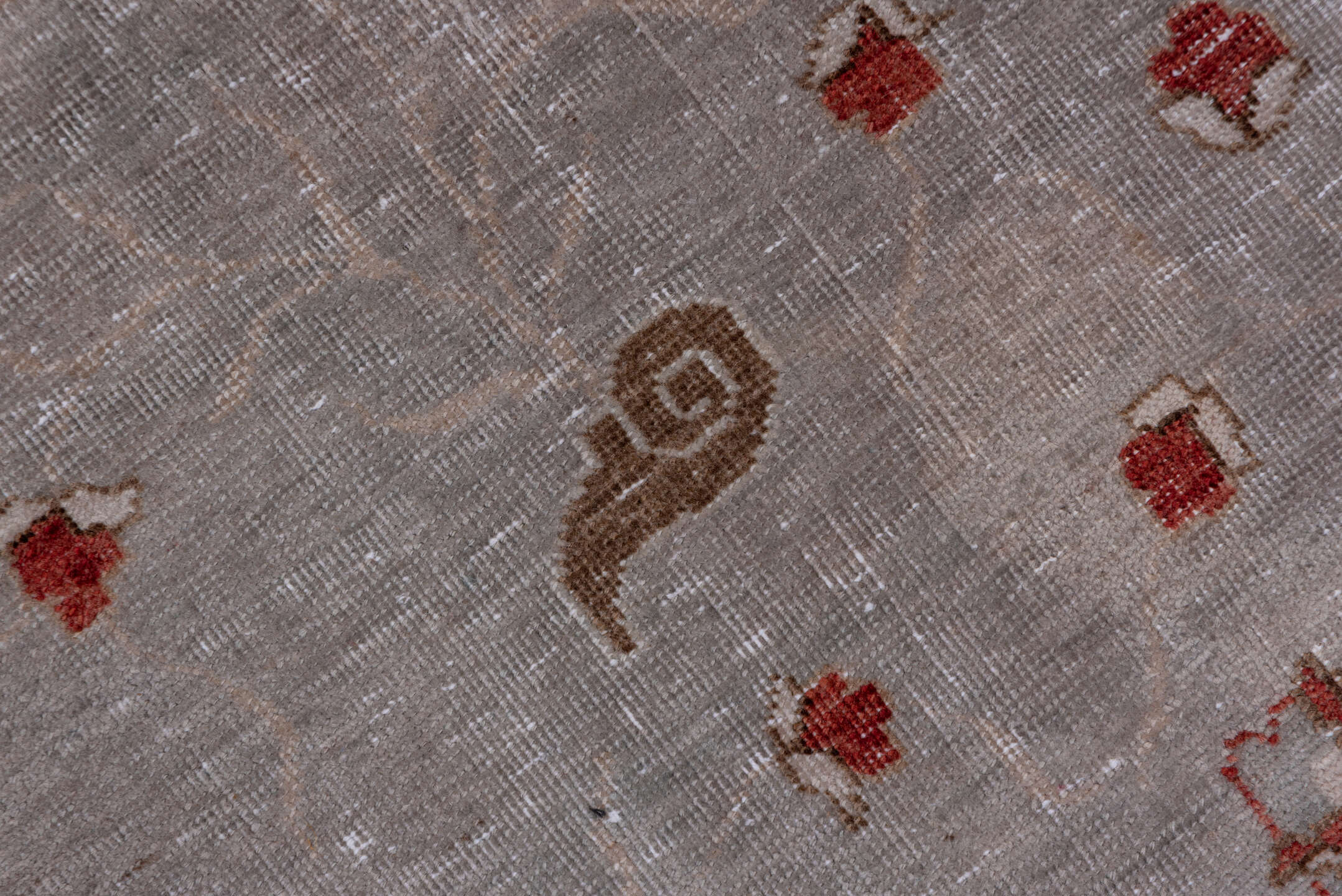 9' x 12' one-of-a-kind handmade vintage Tabriz large size rug. Color palette: blue, brown, gray, light gray, pink, red