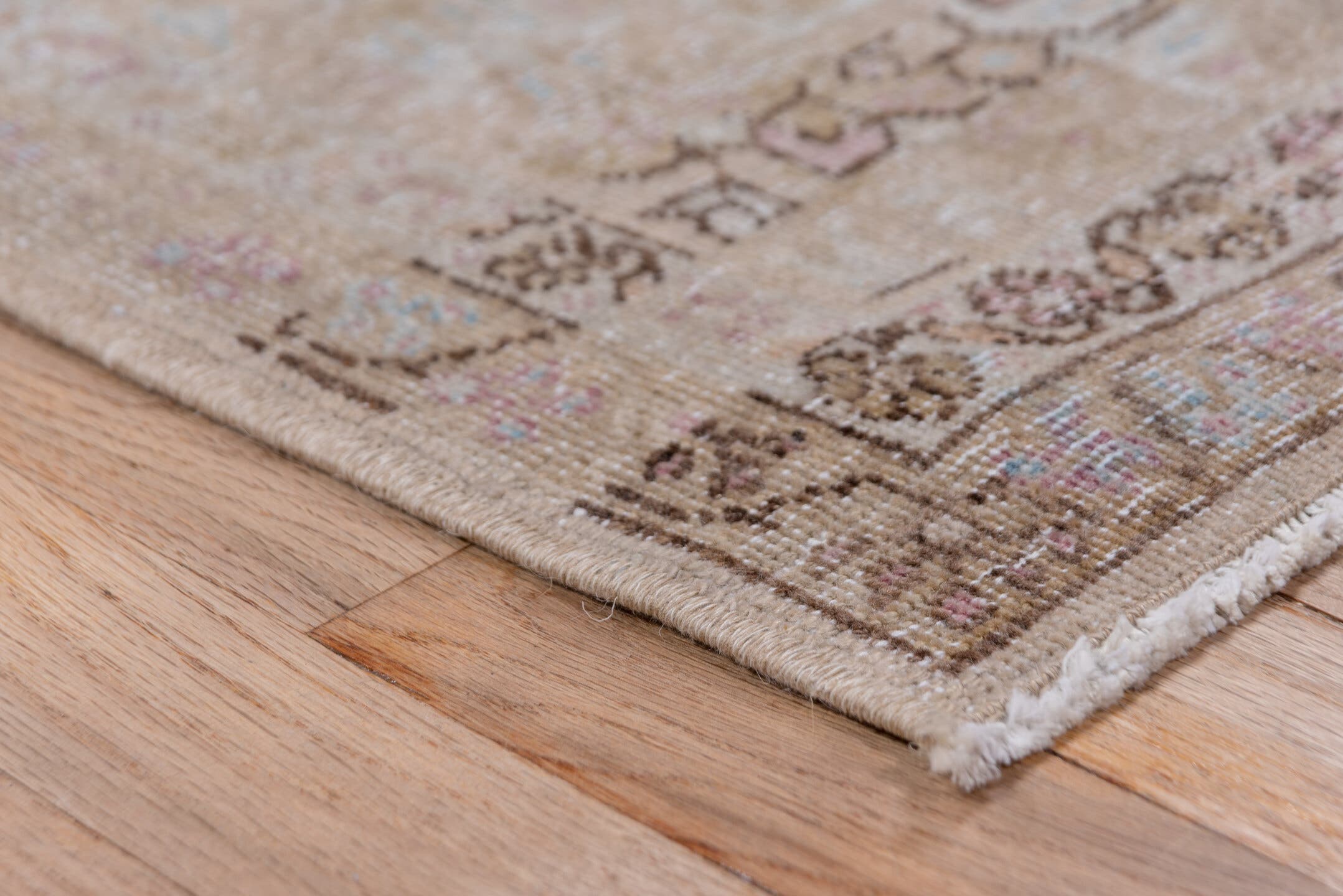 4' x 6' one-of-a-kind handmade antique Sivas small size rug. Color palette: taupe, blue, ivory, blush, beige, brown, gray