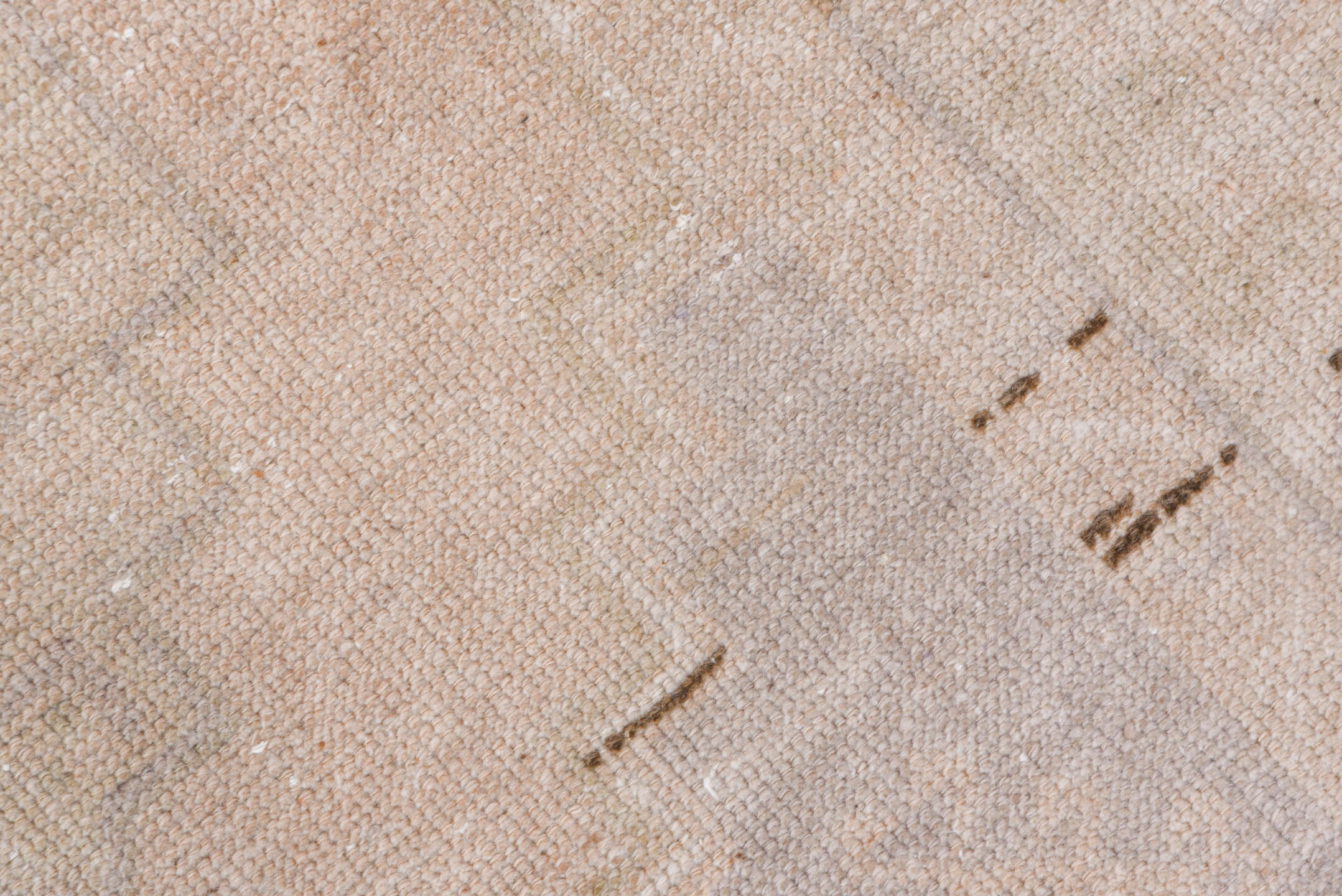 3' x 6' one-of-a-kind handmade vintage Oushak small size rug. Color palette: brown, gray, light gray, off-white, pink, snow