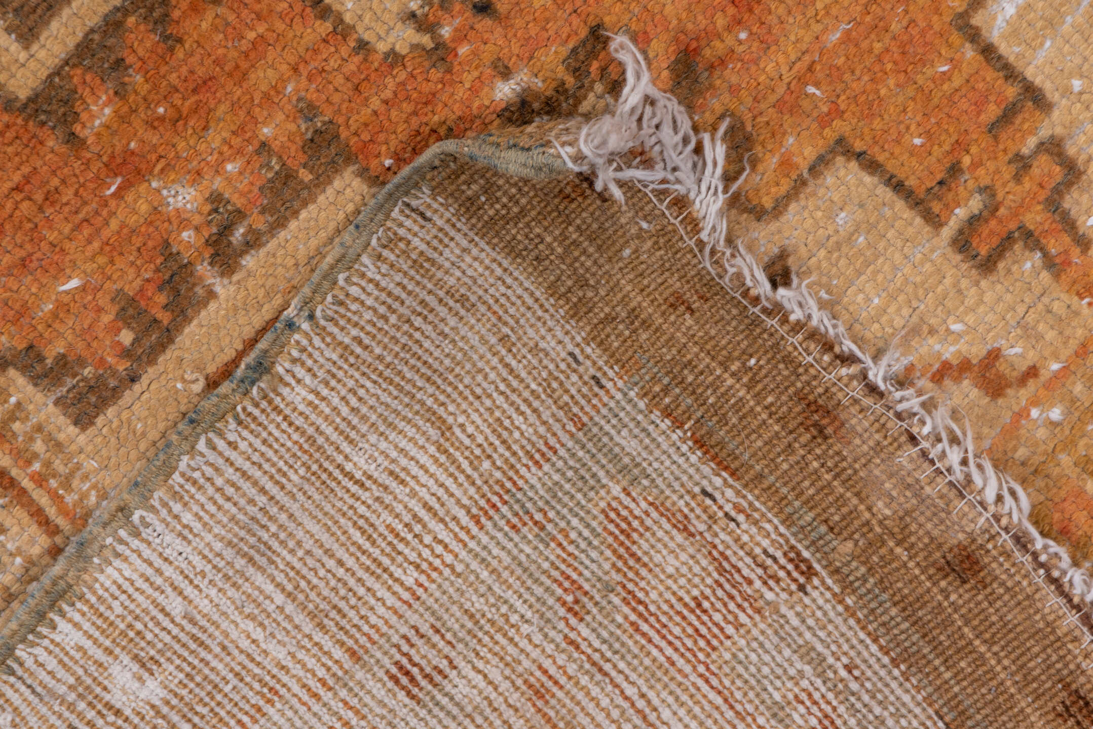 3' x 13' one-of-a-kind handmade vintage Malayer runner rug. Color palette: brown, gray, light gray, off-white, pink, snow