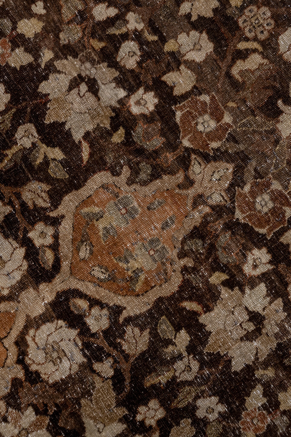 5' x 9' one-of-a-kind handmade antique Sivas medium size rug. Color palette: brown, taupe, terra cotta, ivory, charcoal