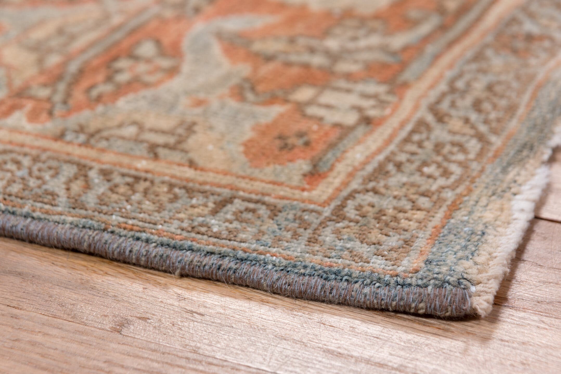 4' x 6' one-of-a-kind handmade antique Bidjar small size rug. Color palette: navy, rust, ivory, pale blue, camel, taupe