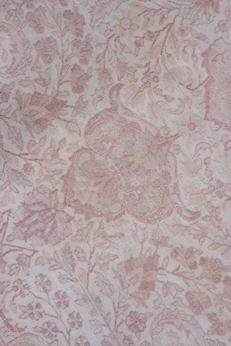 11' x 14' one-of-a-kind handmade antique Tabriz oversize rug. Color palette: ivory, blush, rose, pale lavender, taupe, peach