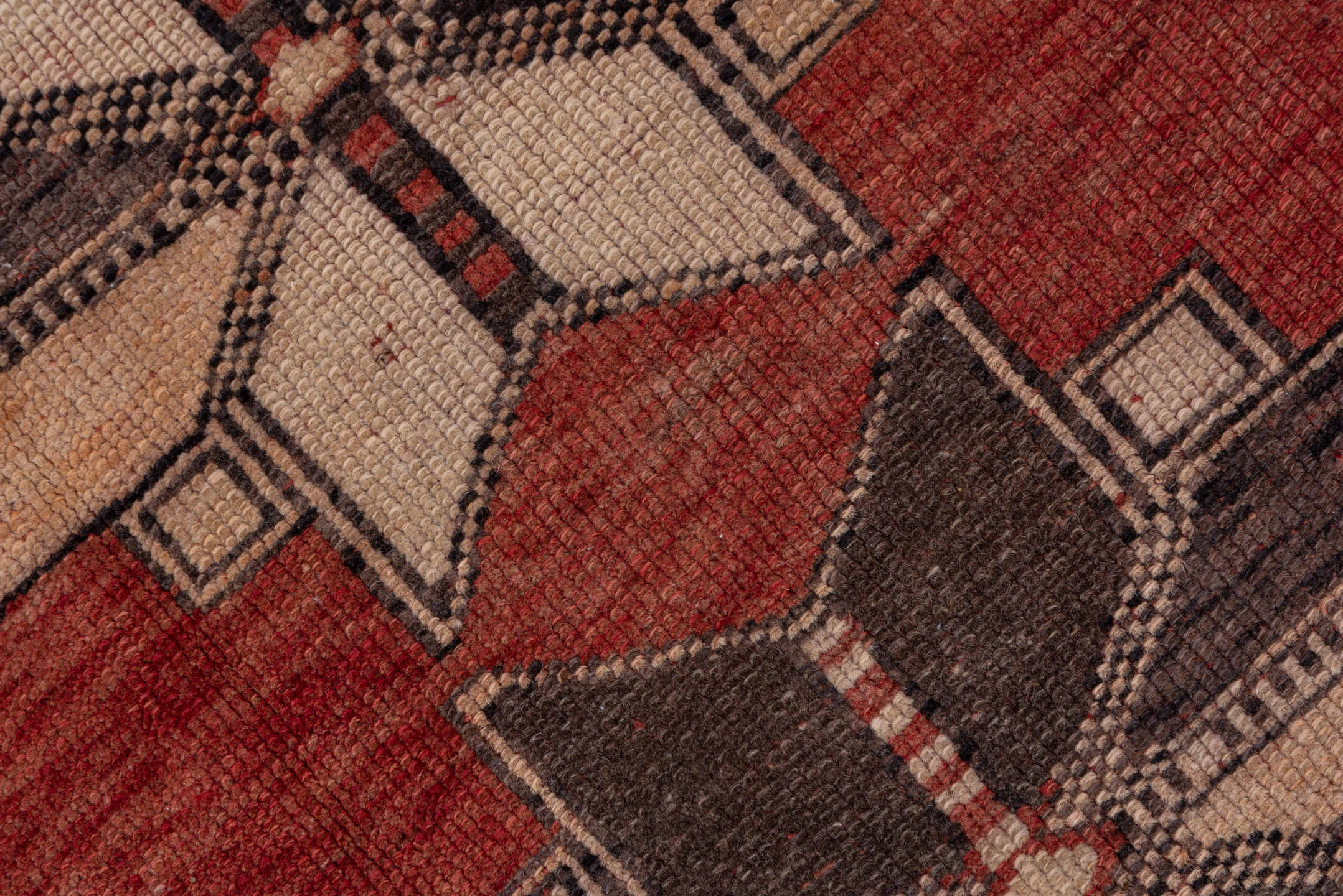 2' x 5' one-of-a-kind handmade antique Oushak small size rug. Color palette: rust, charcoal, ivory, taupe, brown, burgundy