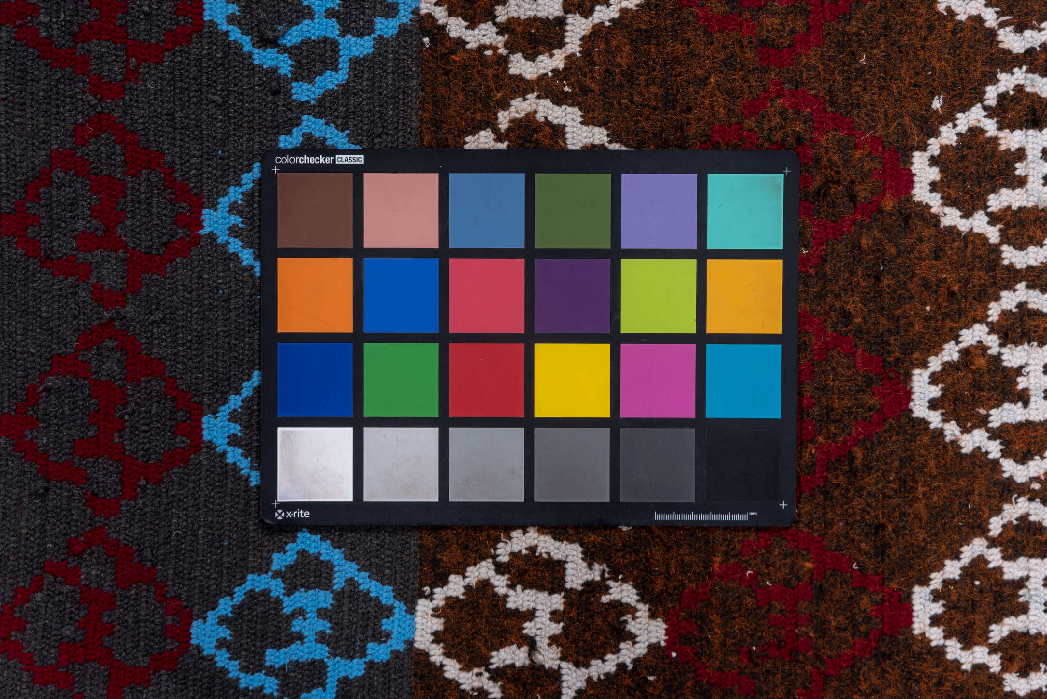 3' x 4' one-of-a-kind handmade vintage Rag Rug small size rug. Color palette: navy, cobalt, brown, ivory, charcoal, plum