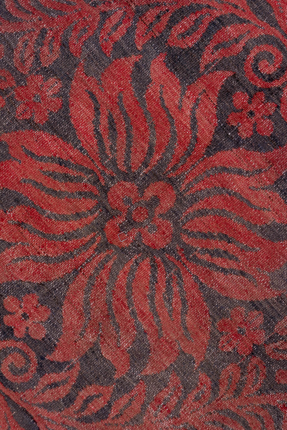 5' x 9' one-of-a-kind handmade antique Kilim medium size rug. Color palette: rust, charcoal, burgundy, mahogany, rose