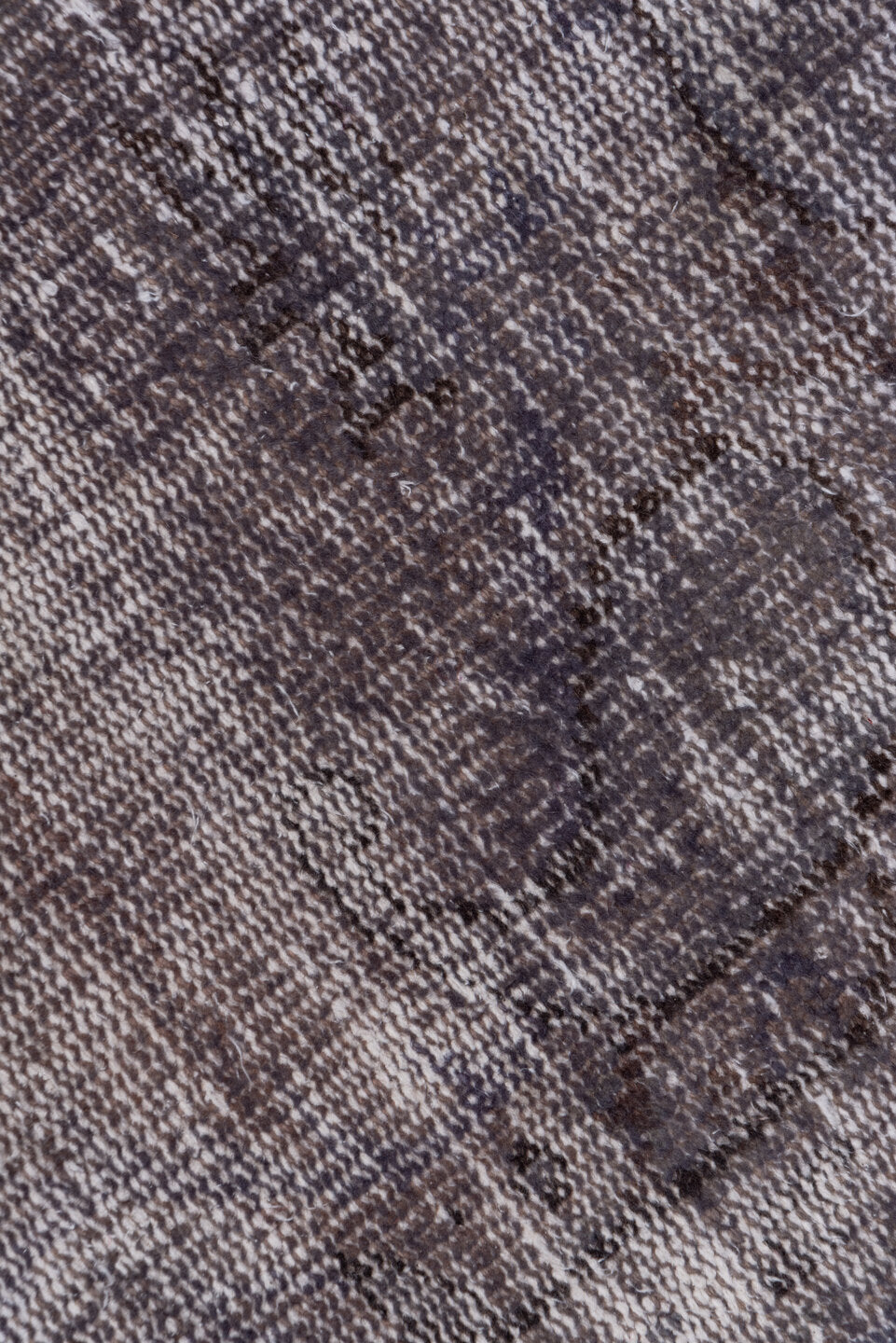 2' x 9' one-of-a-kind handmade vintage Overdyed runner rug. Color palette: black, gainsboro, gray, light gray, off-white