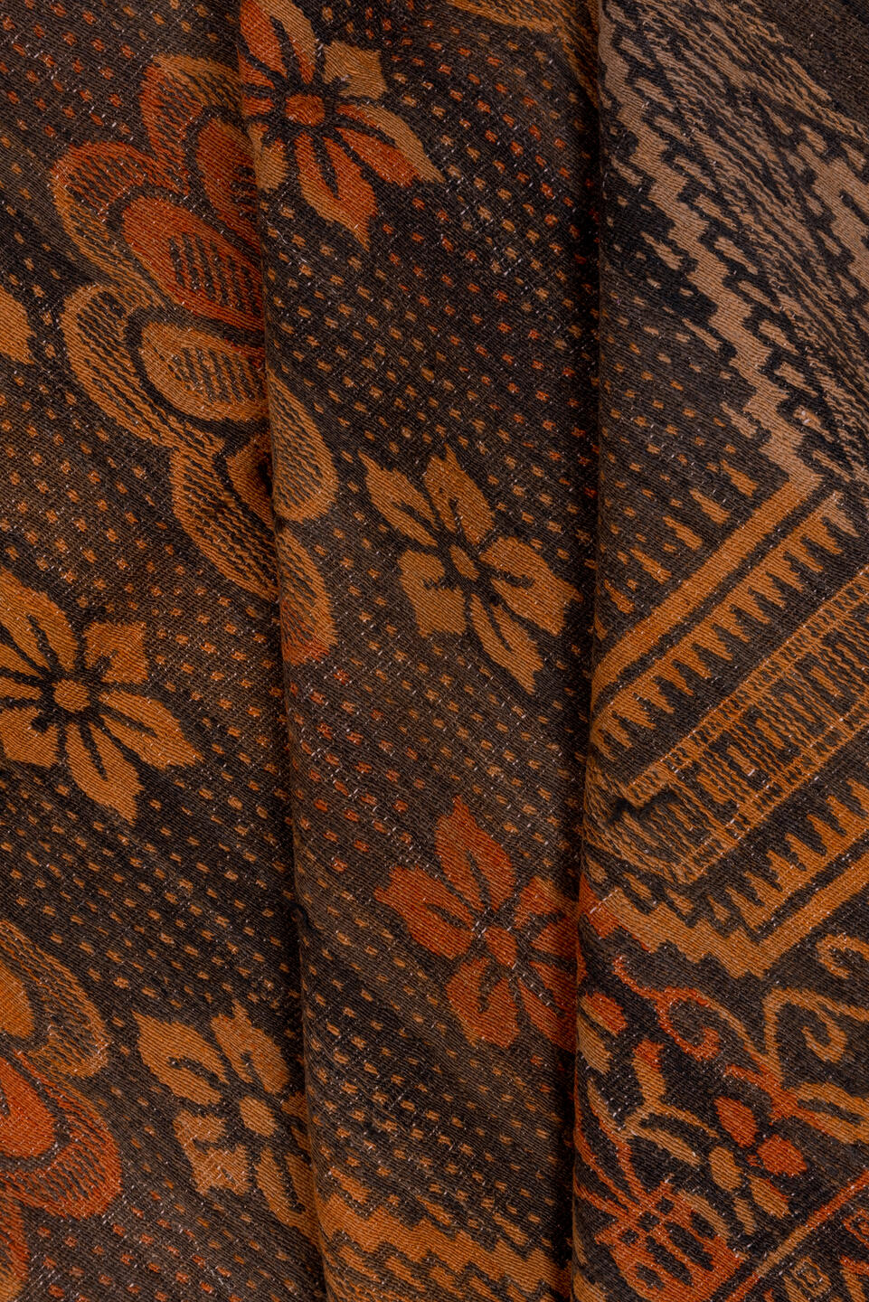 6' x 9' one-of-a-kind handmade antique Kilim medium size rug. Color palette: brown, terra cotta, rust, camel, charcoal