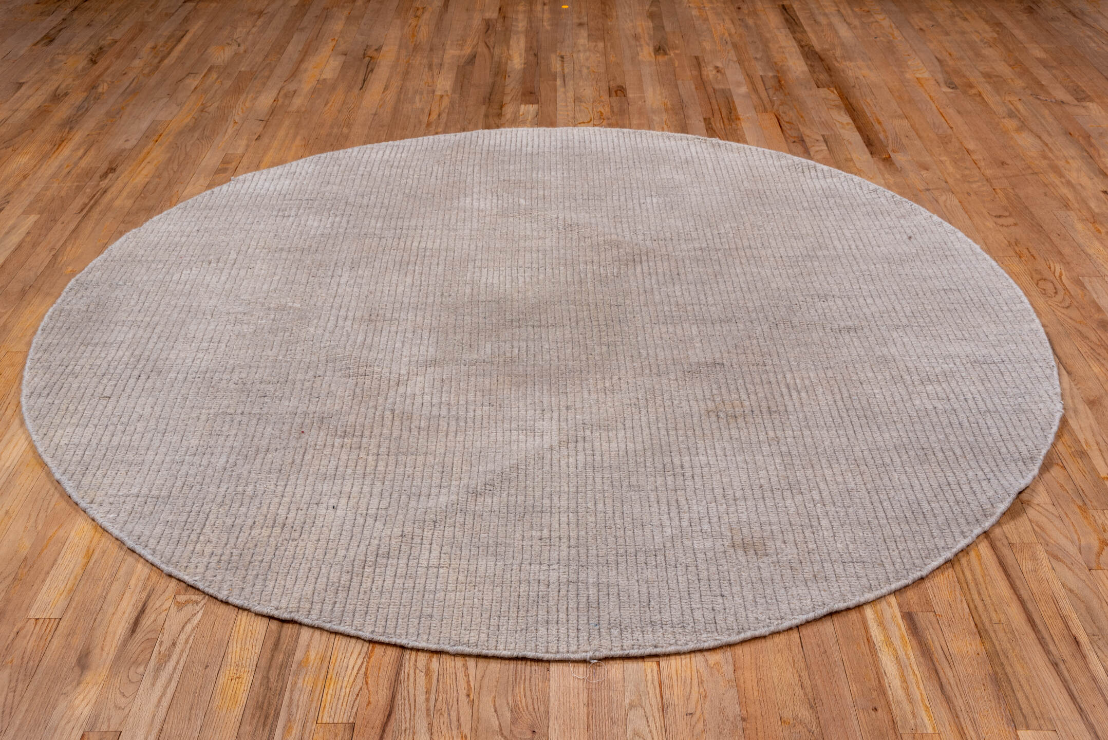 7' x 7' one-of-a-kind handmade vintage Mercury rug. Color palette: gainsboro, gray, light gray, off-white, pink, snow, white