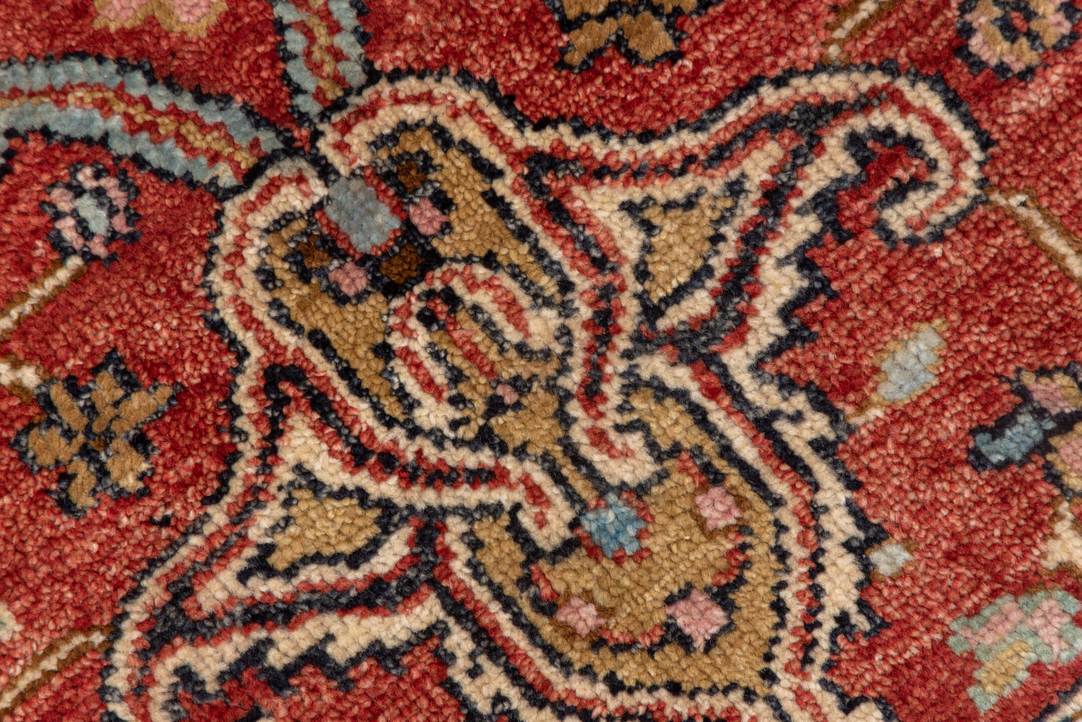 4' x 6' one-of-a-kind handmade vintage Heriz small size rug. Color palette: rust, ivory, navy, sky_blue, sage, charcoal