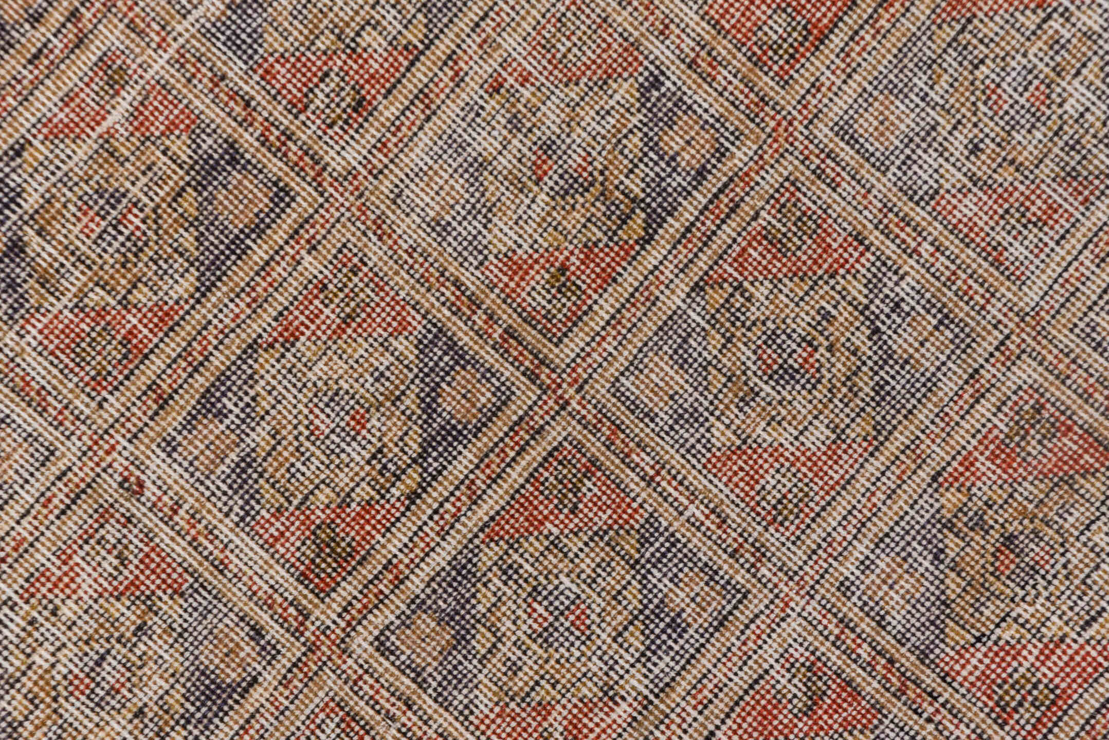 4' x 6' one-of-a-kind handmade antique Oushak small size rug. Color palette: rose, taupe, ivory, dusty blue, terra cotta