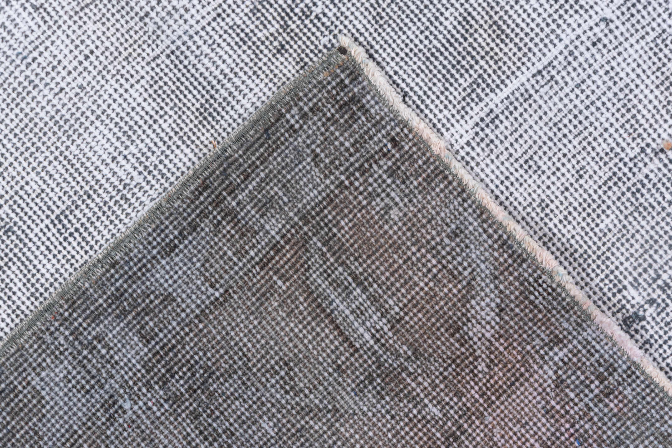 6' x 9' one-of-a-kind handmade vintage Oushak medium size rug. Color palette: ivory, pale blue, silver, gray, taupe