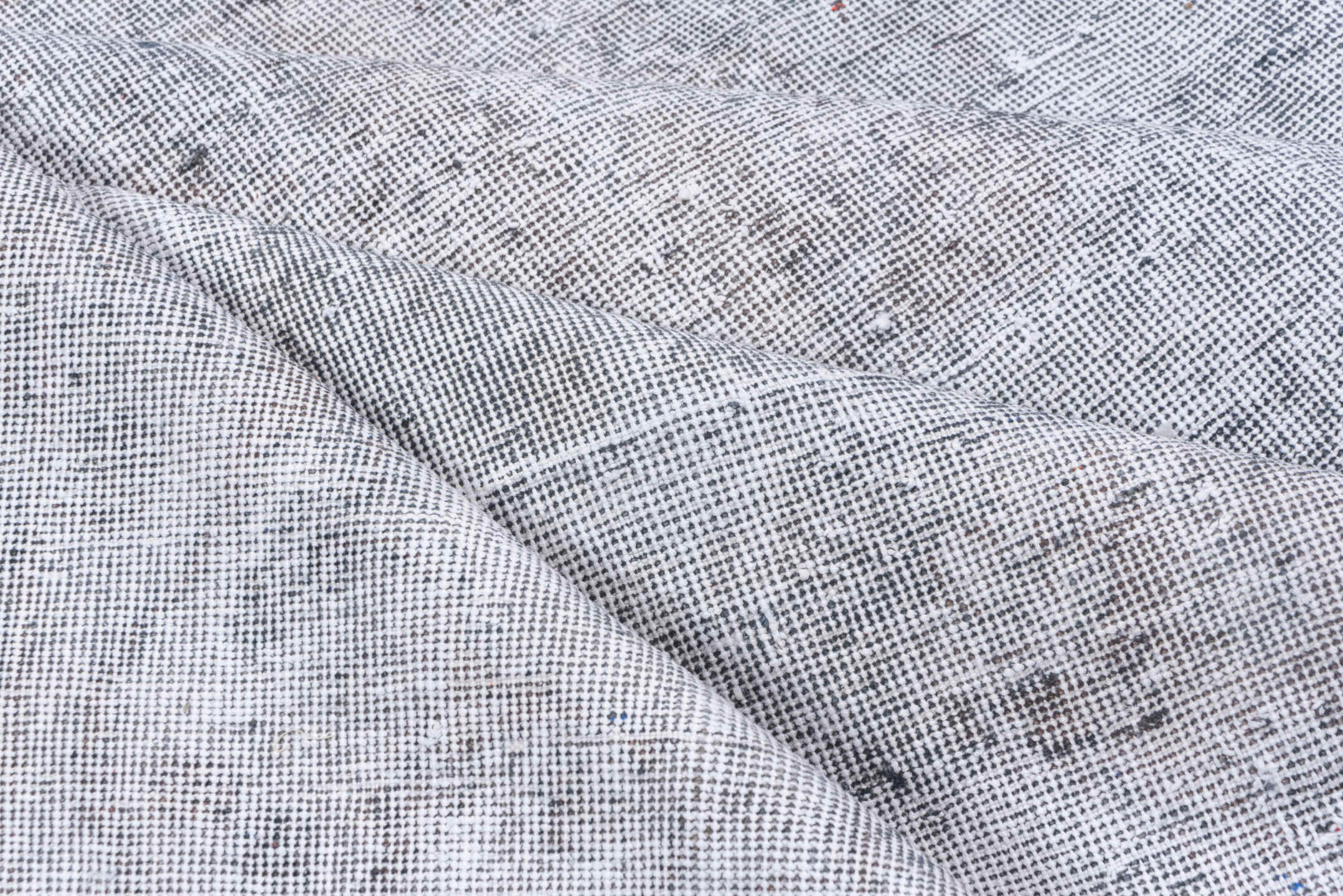 6' x 9' one-of-a-kind handmade vintage Oushak medium size rug. Color palette: ivory, pale blue, silver, gray, taupe