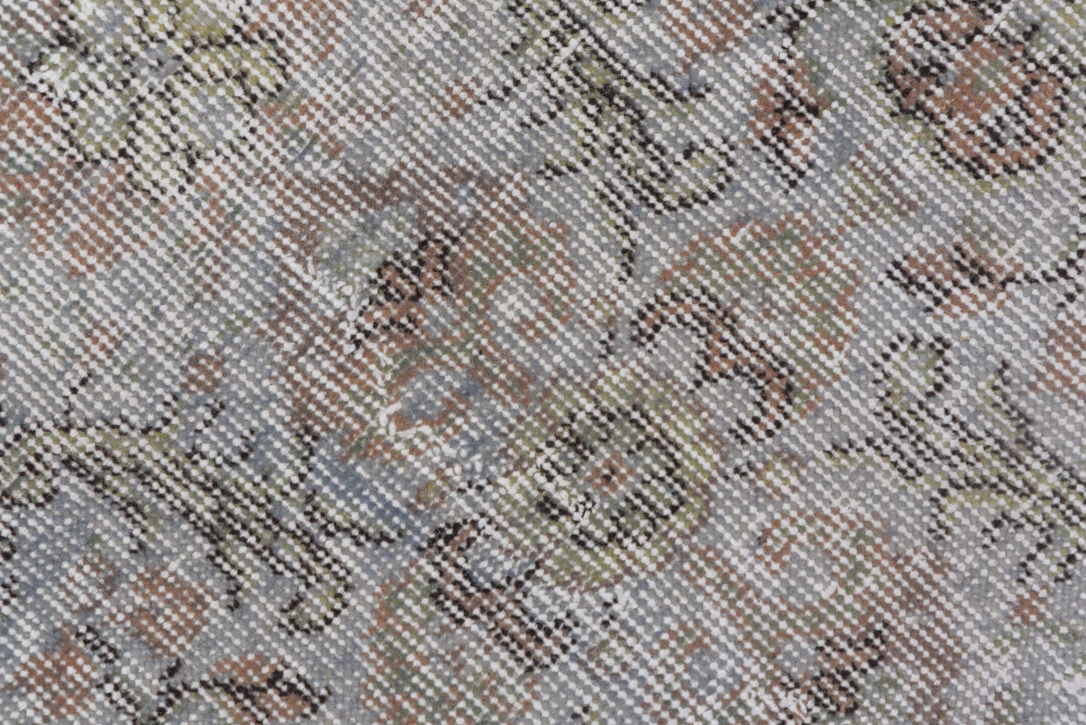 3' x 6' one-of-a-kind handmade vintage Oushak small size rug. Color palette: ivory, taupe, gray, blush, beige, pink