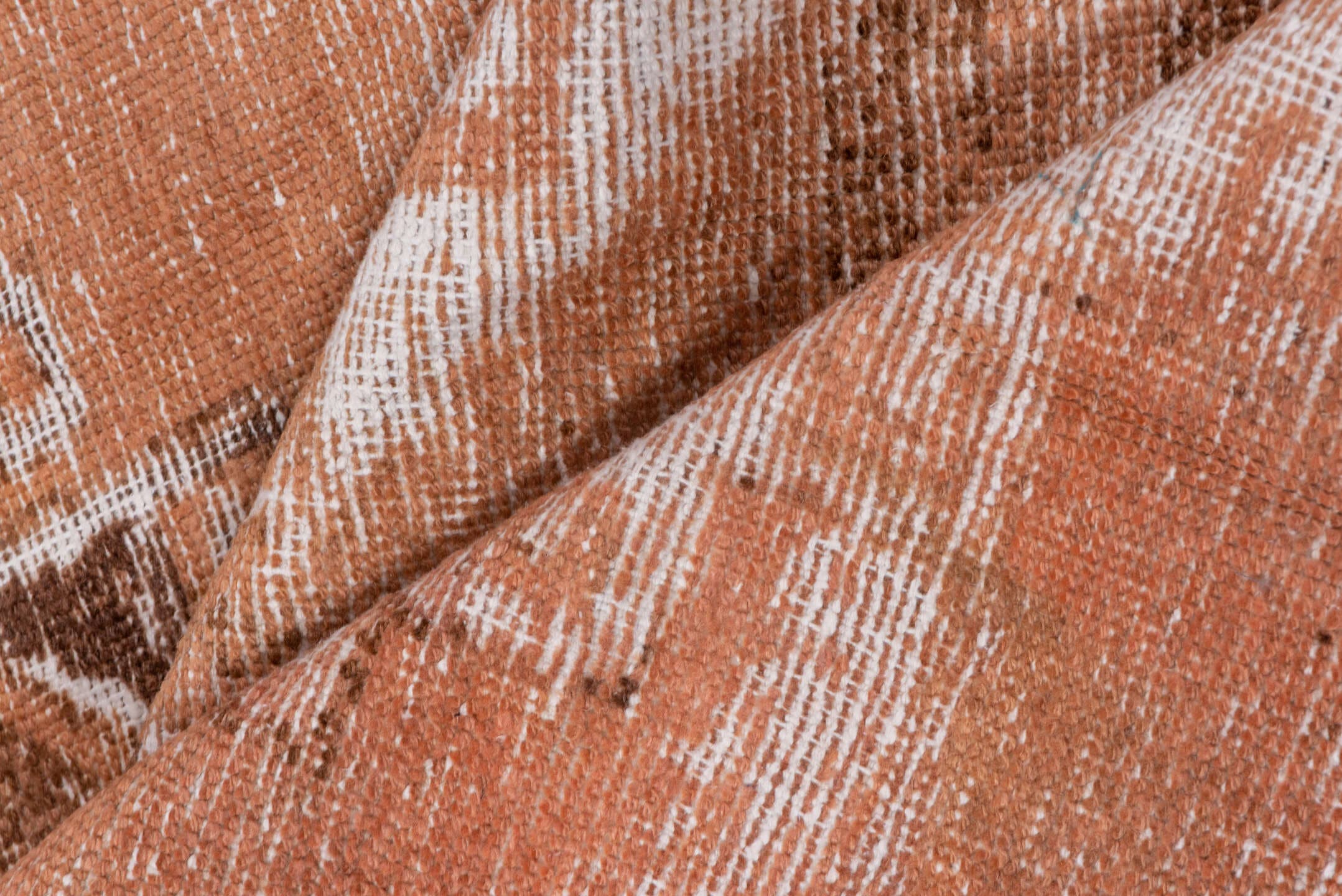 3' x 7' one-of-a-kind handmade vintage Overdyed runner rug. Color palette: blush, rose, taupe, ivory, camel, pink, red