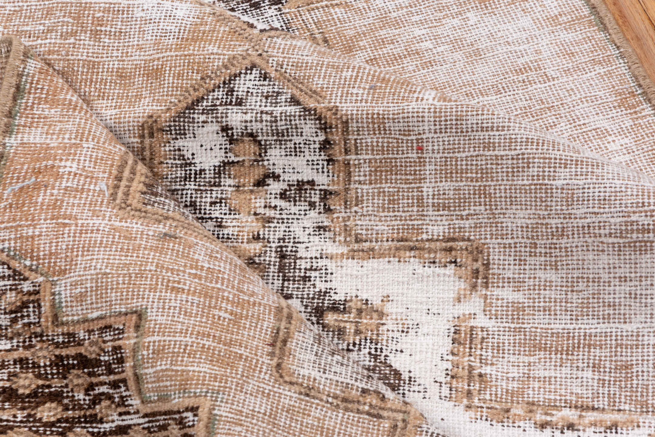 2' x 12' one-of-a-kind handmade vintage Oushak runner rug. Color palette: brown, gainsboro, gray, light gray, off-white