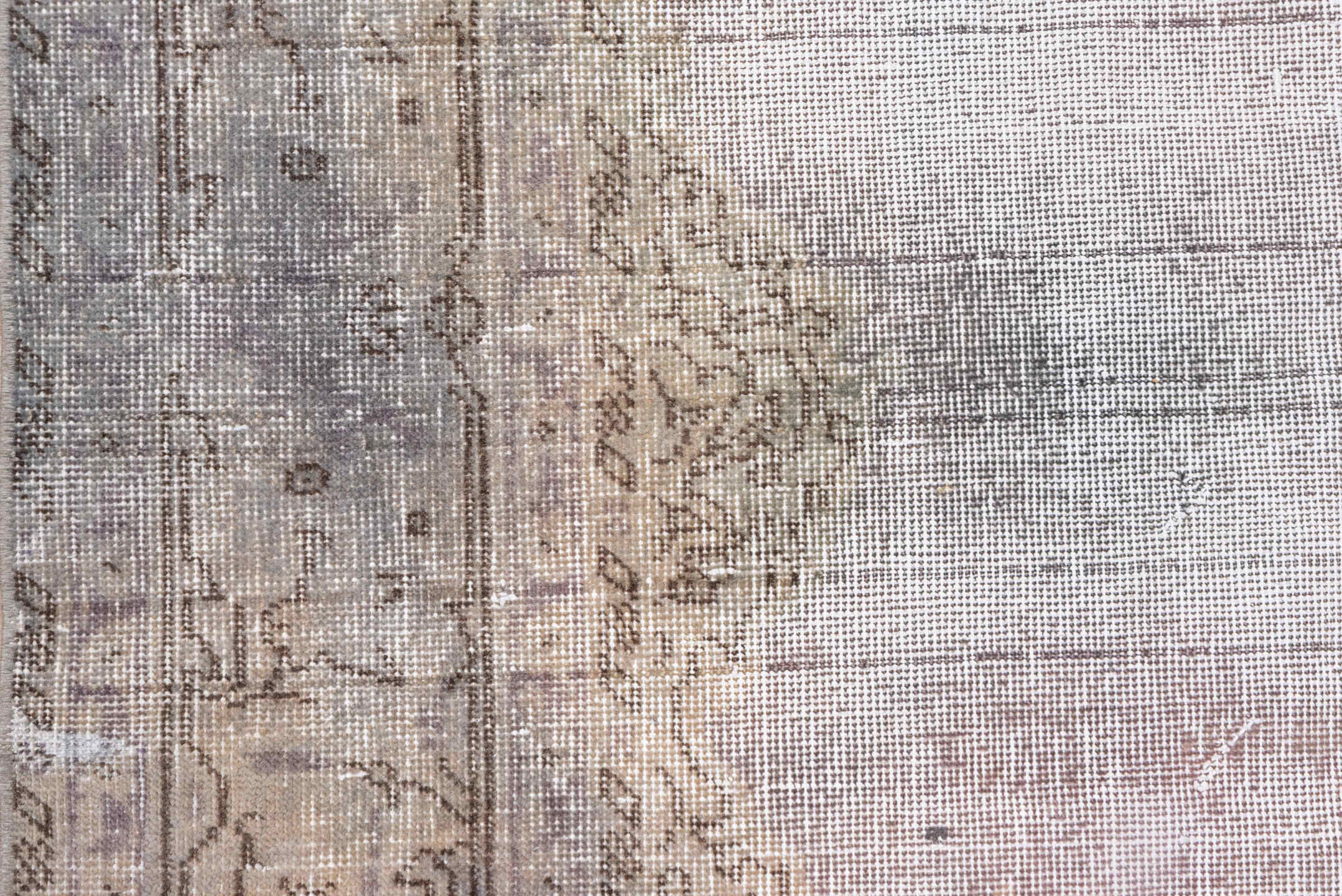 6' x 10' one-of-a-kind handmade vintage Oushak large size rug. Color palette: brown, gainsboro, gray, light gray, off-white