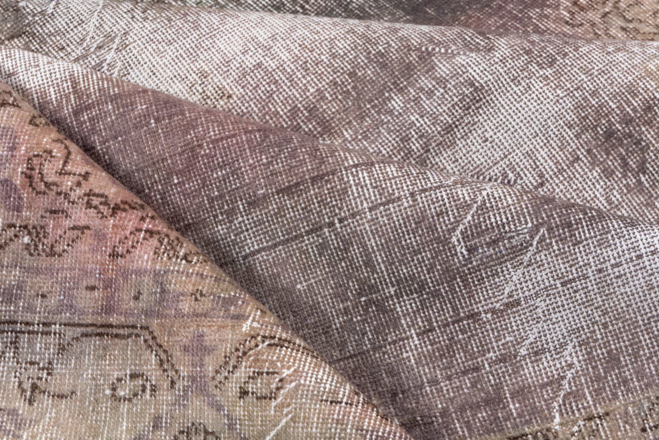 6' x 10' one-of-a-kind handmade vintage Oushak large size rug. Color palette: rose, mauve, ivory, taupe, sage, blush