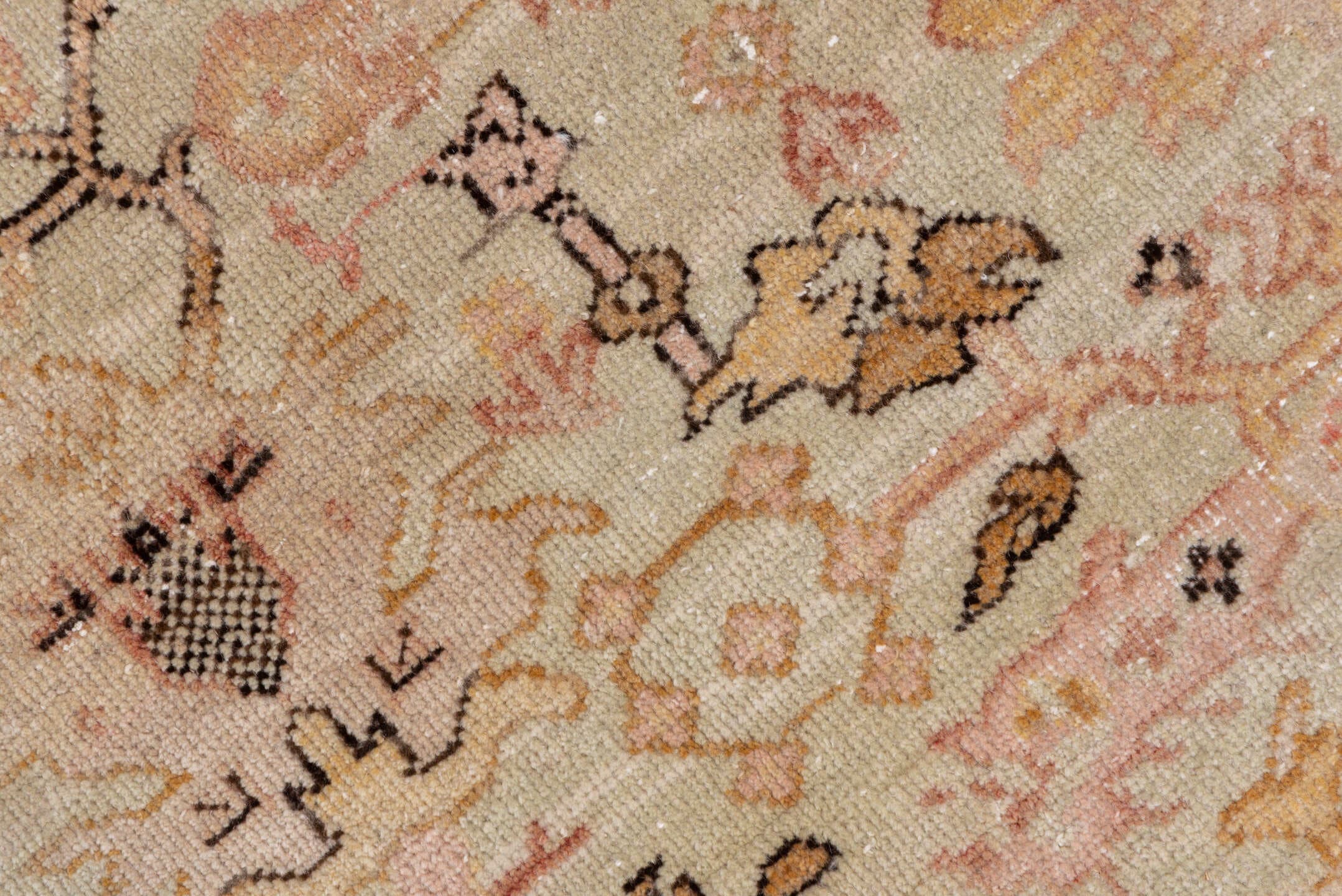 2' x 13' one-of-a-kind handmade vintage Sivas runner rug. Color palette: ivory, blush, beige, taupe, camel, rose, brown