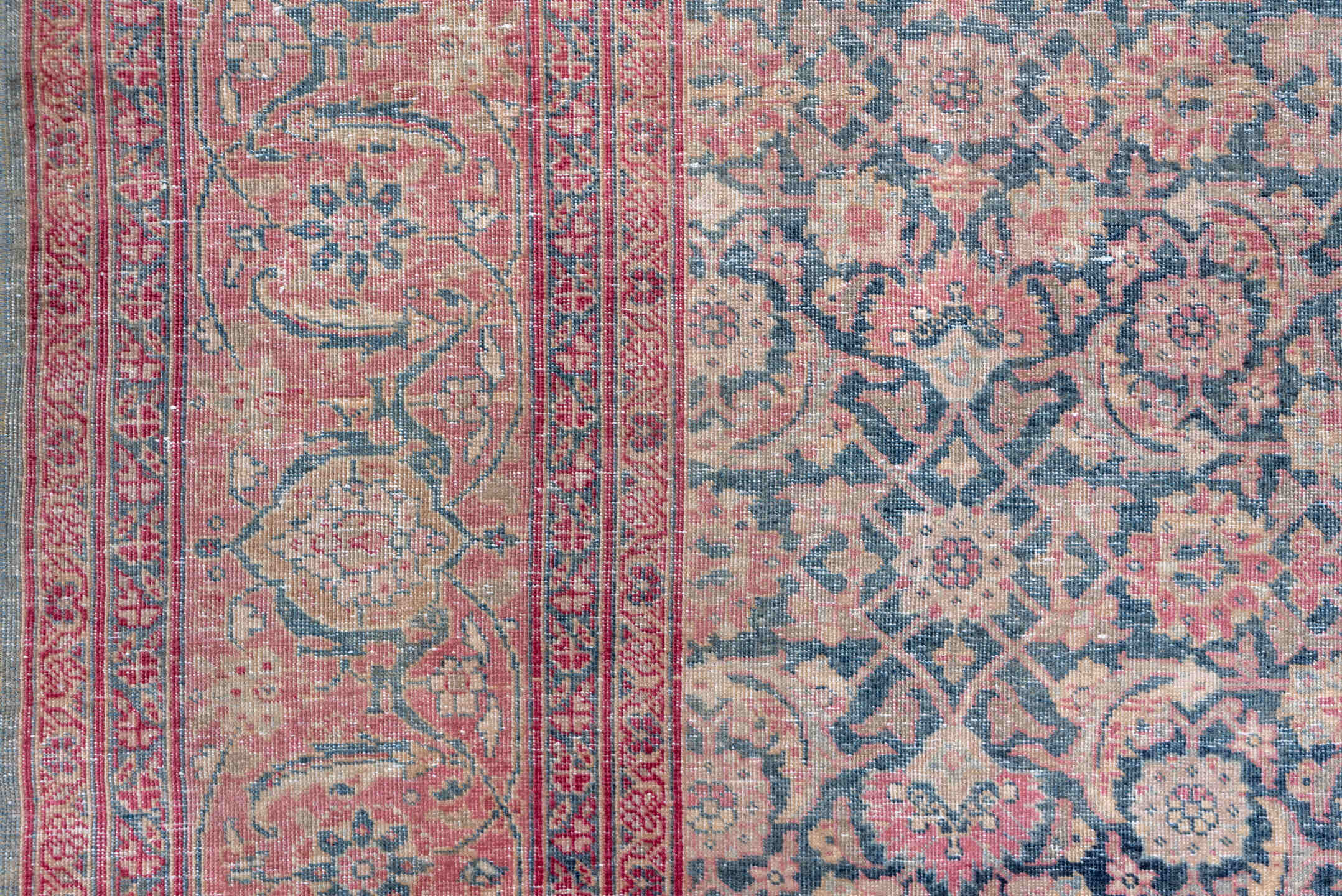 8' x 10' one-of-a-kind handmade vintage Tabriz large size rug. Color palette: blue, brown, fiord, gray, light gray
