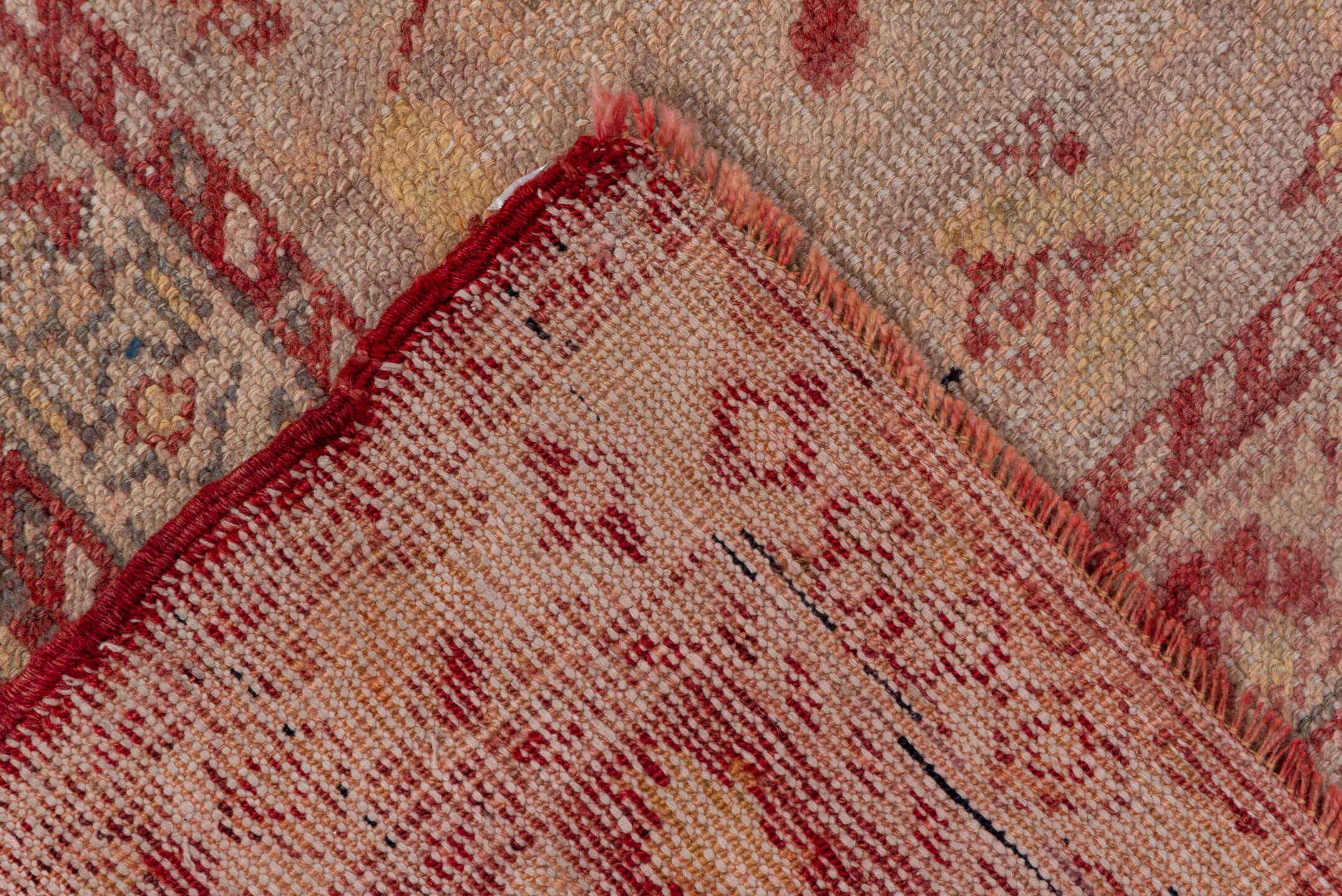 5' x 9' one-of-a-kind handmade vintage Oushak medium size rug. Color palette: rose, ivory, blush, terra cotta, dusty pink