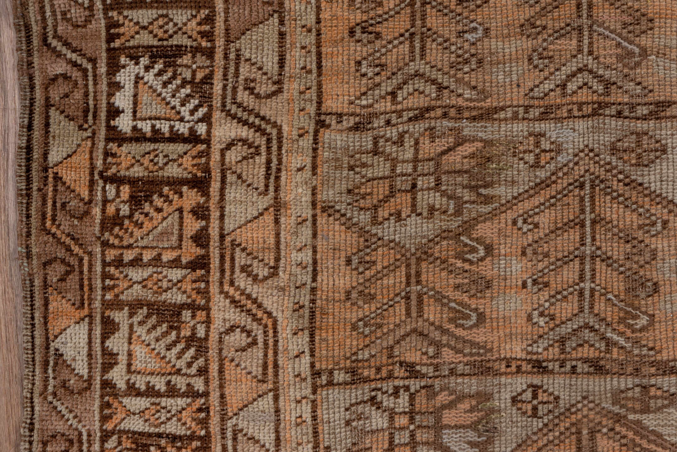 3' x 4' one-of-a-kind handmade vintage Oushak small size rug. Color palette: taupe, brown, camel, ivory, terra cotta