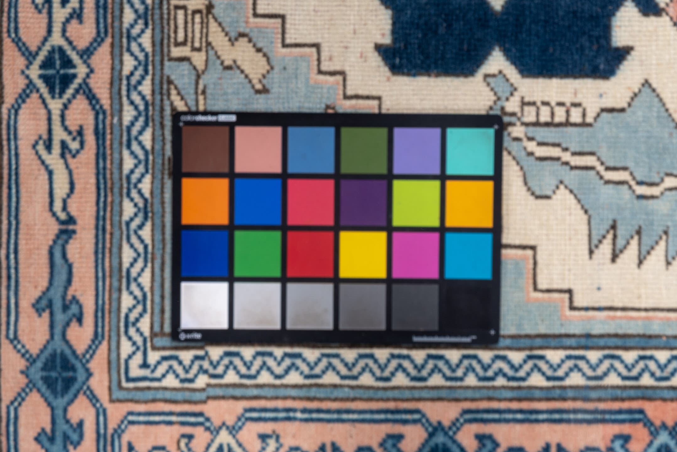 4' x 5' one-of-a-kind handmade vintage Oushak small size rug. Color palette: ivory, sky blue, blush, navy, taupe, light blue