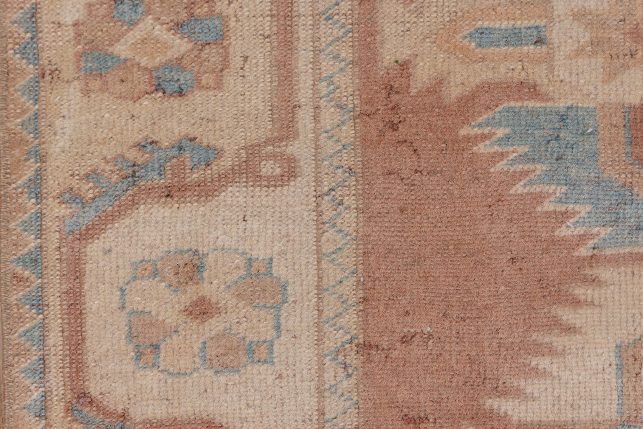2' x 3' one-of-a-kind handmade vintage Oushak small size rug. Color palette: brown, gray, light gray, off-white, pink, snow