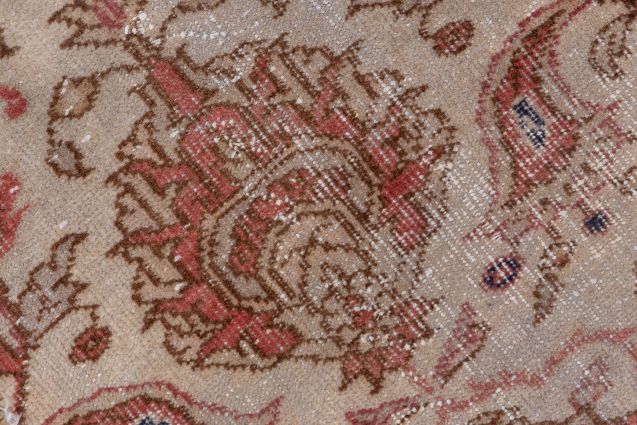 8' x 10' one-of-a-kind handmade vintage Oushak large size rug. Color palette: ivory, rose, blush, taupe, dusty blue, beige
