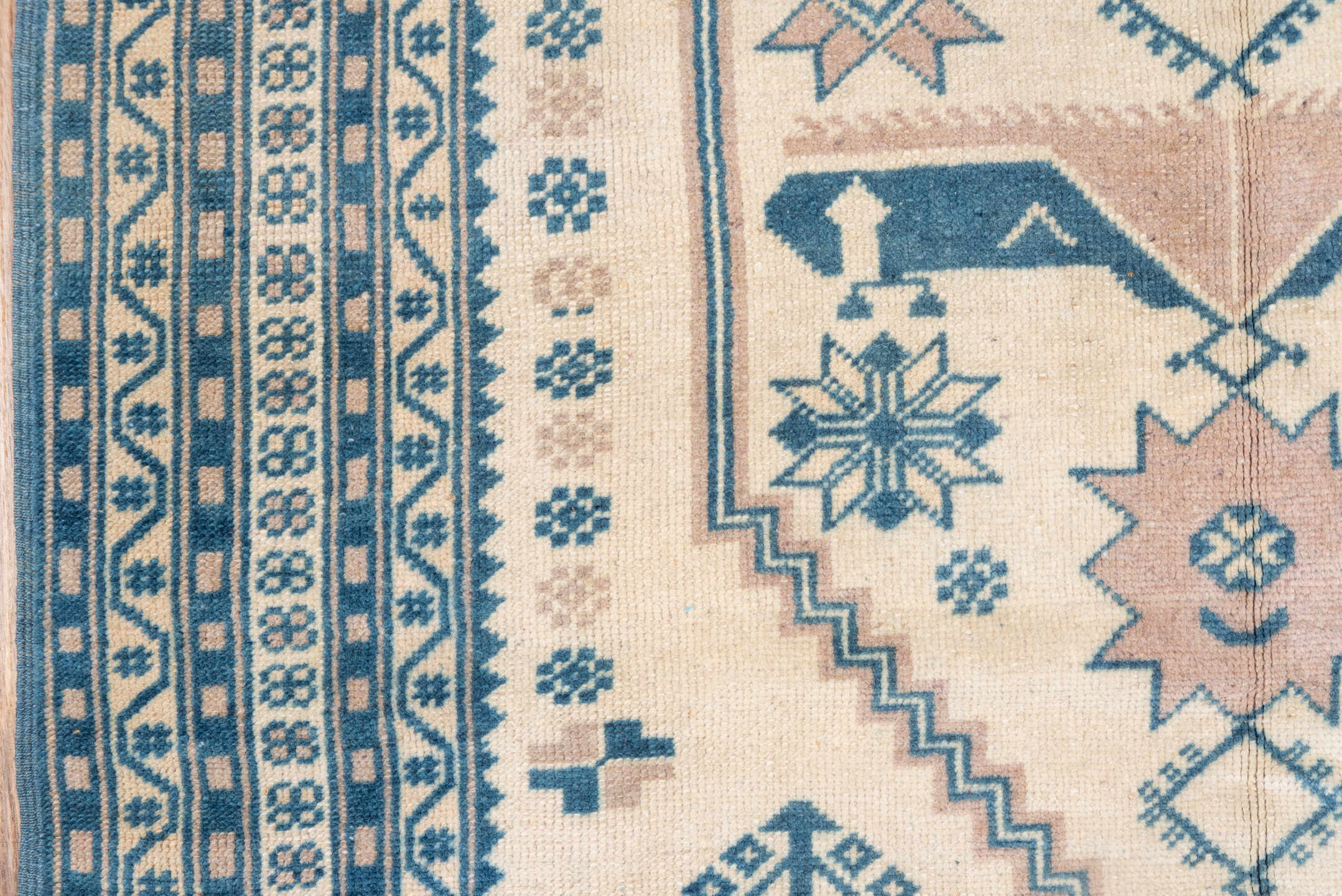 3' x 7' one-of-a-kind handmade vintage Oushak rug. Color palette: arapawa, blue, brown, dark gray, dim gray, gainsboro, gray