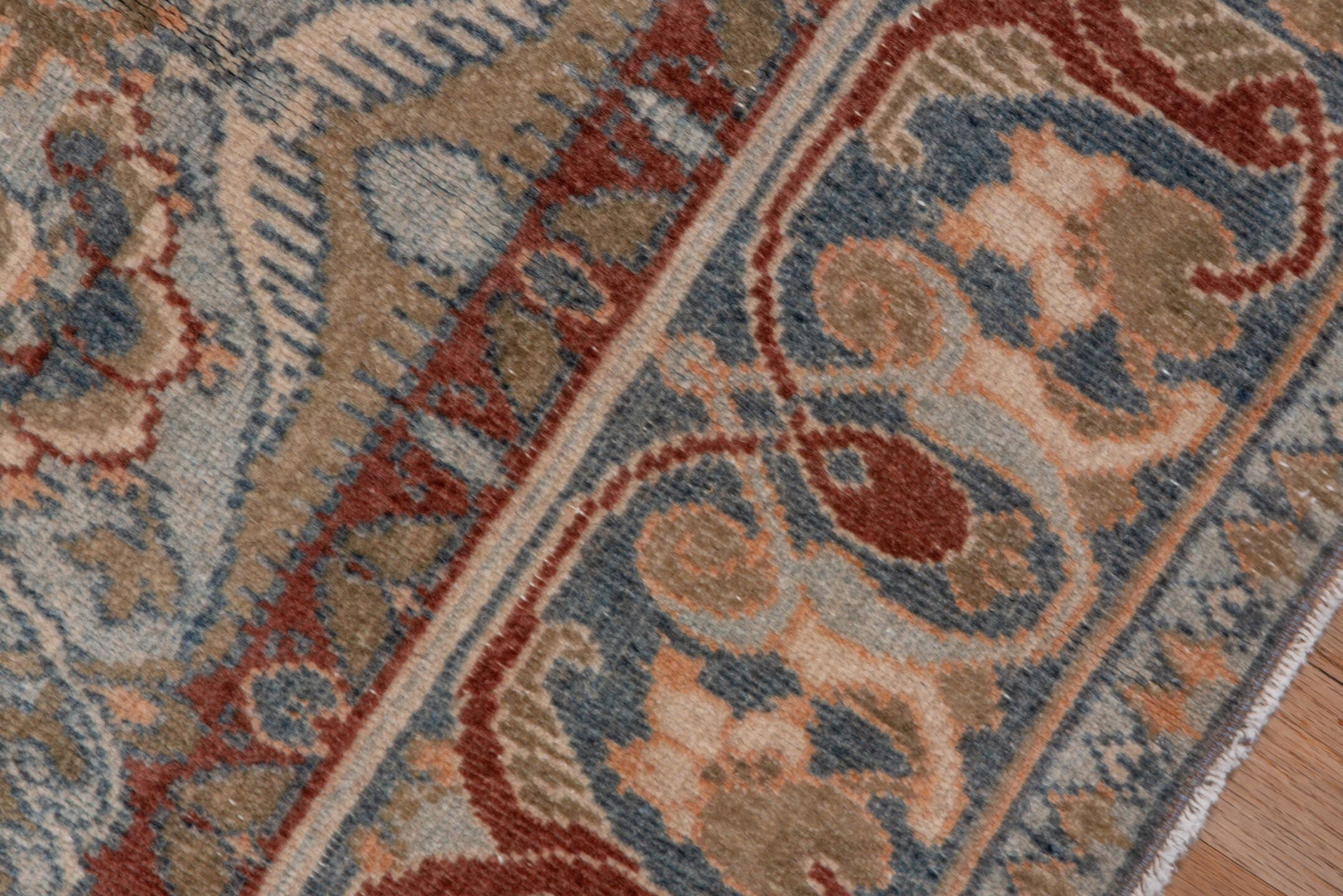 3' x 4' one-of-a-kind handmade vintage Sivas small size rug. Color palette: blue, ivory, rust, taupe, camel, sage