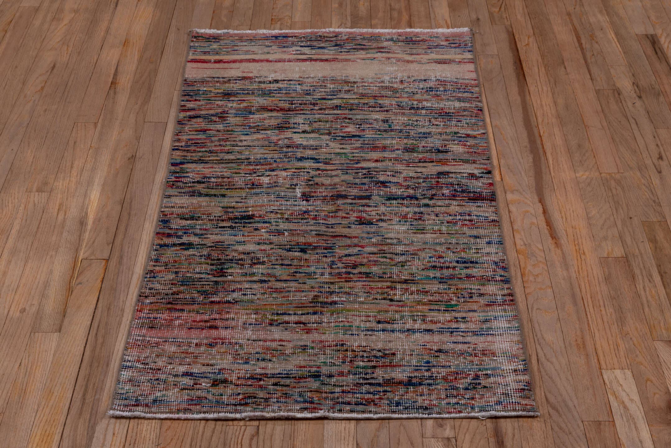 2' x 4' one-of-a-kind handmade vintage Oushak small size rug. Color palette: blush, ivory, muted blue, taupe, rust, sage