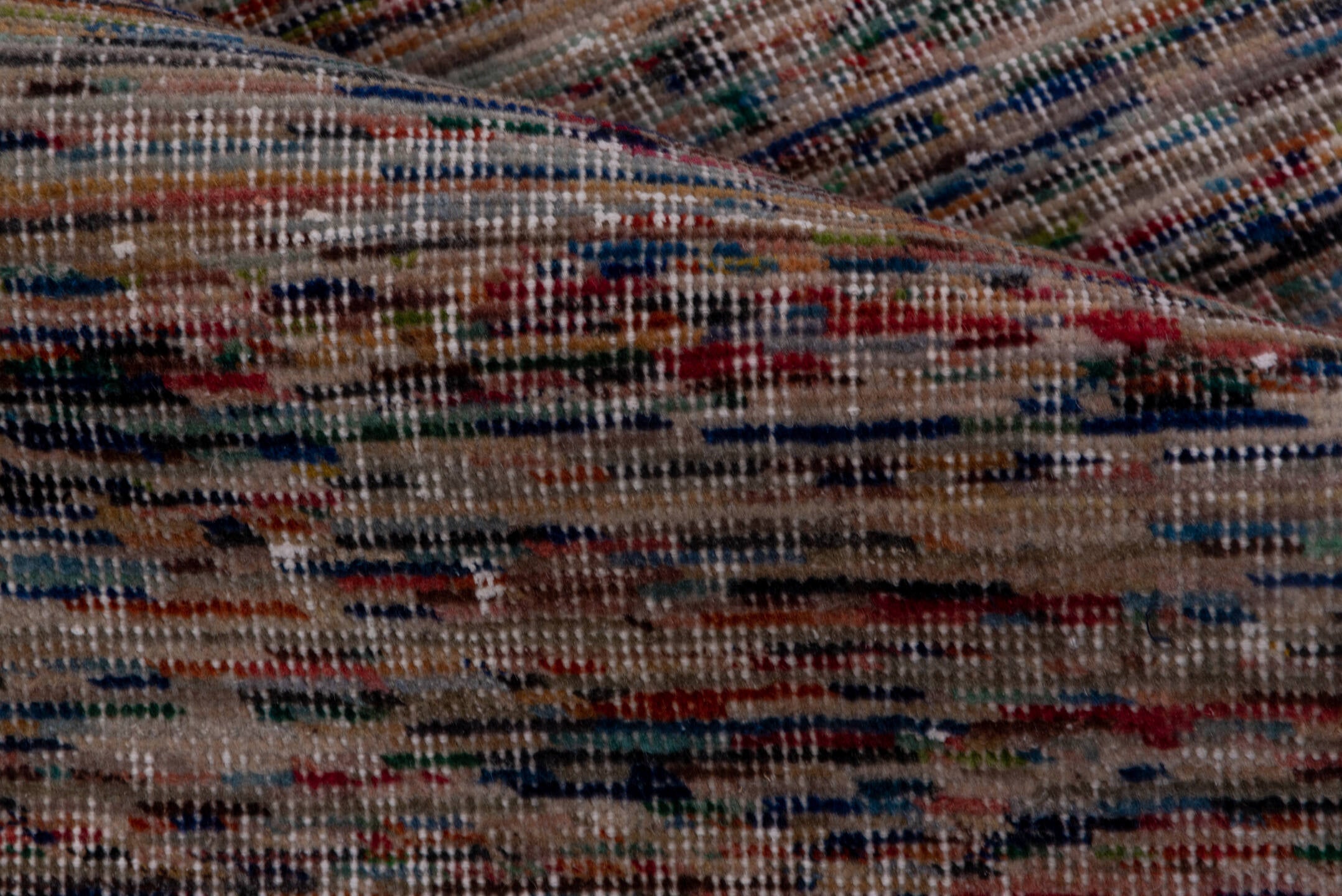 2' x 4' one-of-a-kind handmade vintage Oushak small size rug. Color palette: black, blue, brown, dim gray, gray, light gray