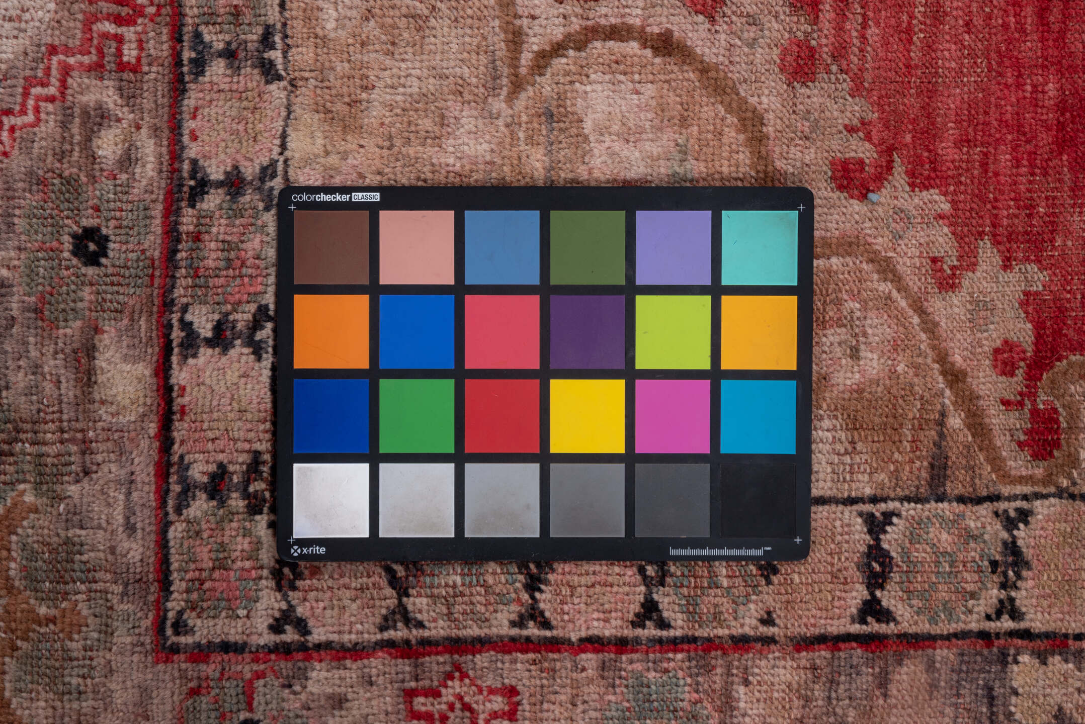 7' x 8' one-of-a-kind handmade vintage Oushak rug. Color palette: brown, gray, light gray, pink, red, rosy brown