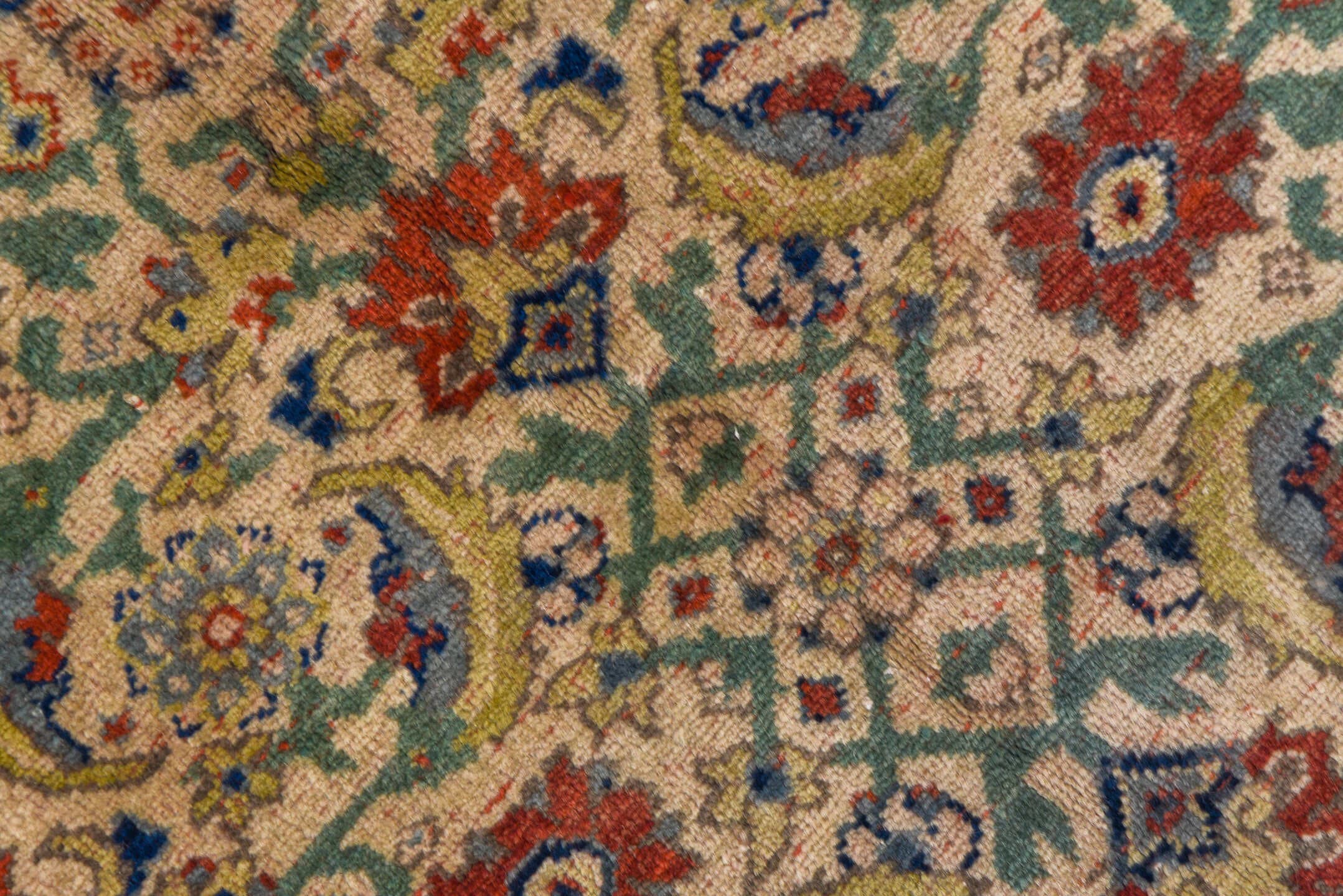 6' x 9' one-of-a-kind handmade vintage Sivas medium size rug. Color palette: ivory, navy, rust, sage, sky blue, rose, taupe