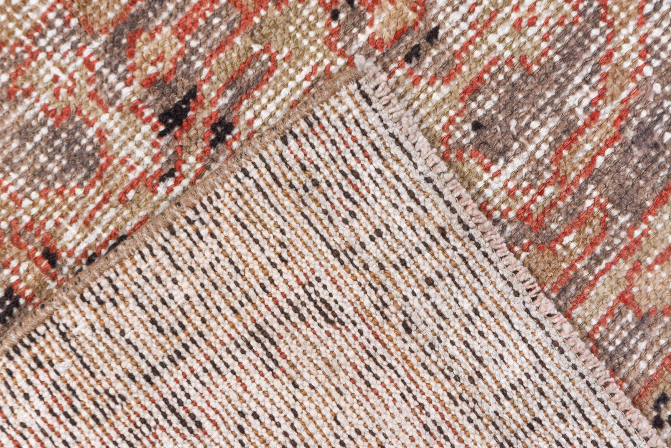 8' x 12' one-of-a-kind handmade vintage Oushak large size rug. Color palette: coral, ivory, charcoal, blush, taupe, rose