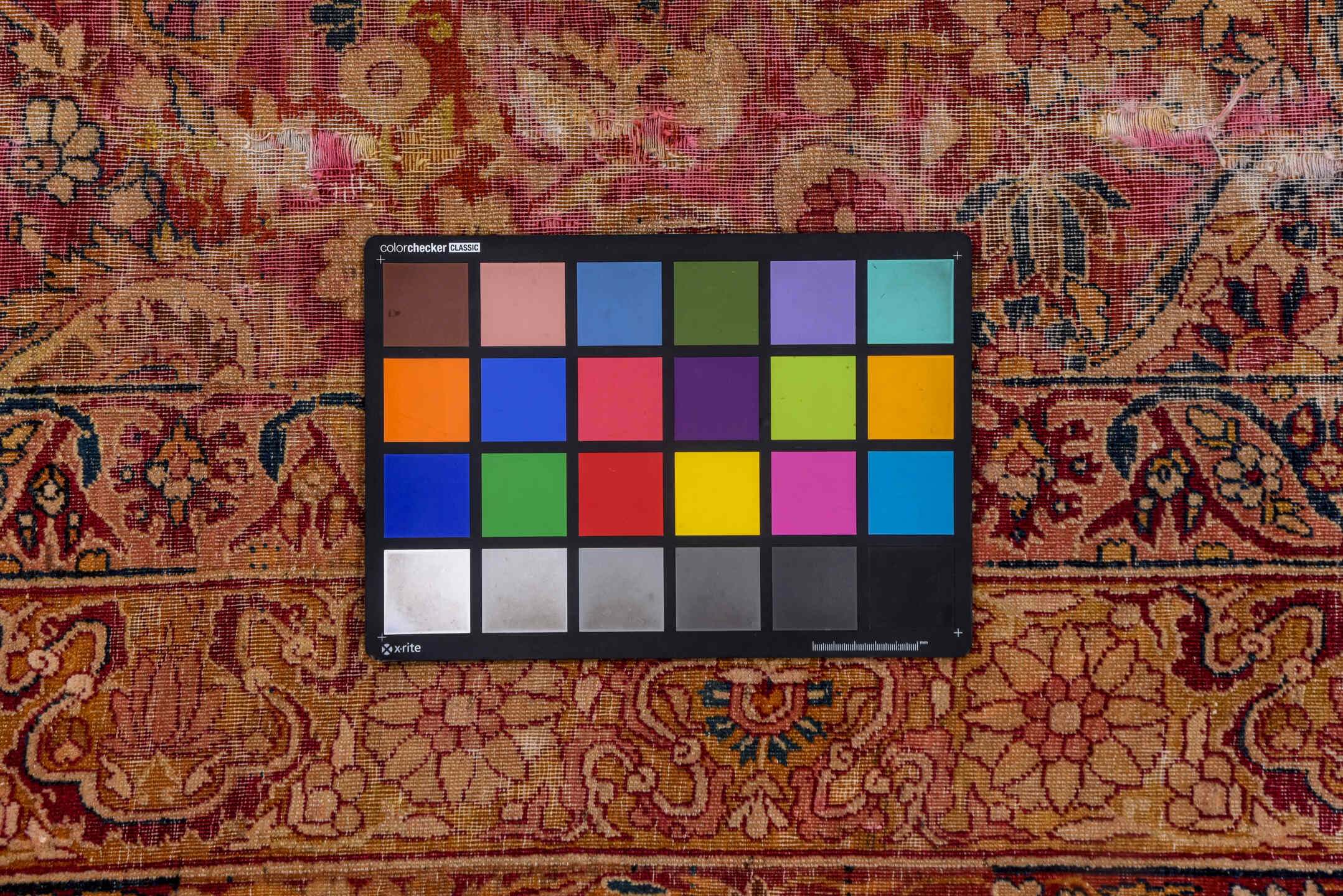 12' x 19' one-of-a-kind handmade vintage Lavar oversize rug. Color palette: rose, terra cotta, ivory, beige, muted blue