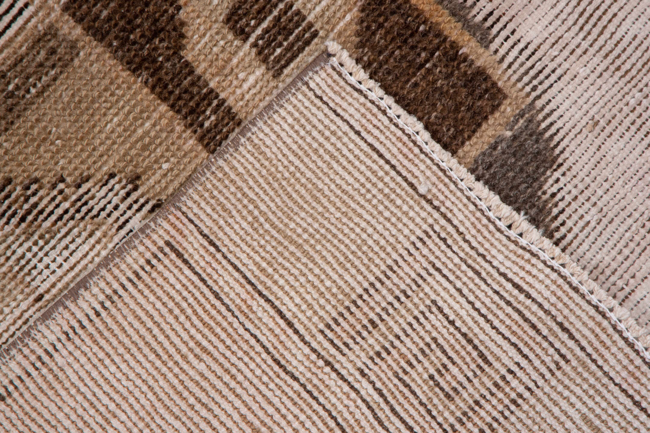 2' x 13' one-of-a-kind handmade vintage Oushak runner rug. Color palette: blush, taupe, brown, ivory, rose, camel, pink