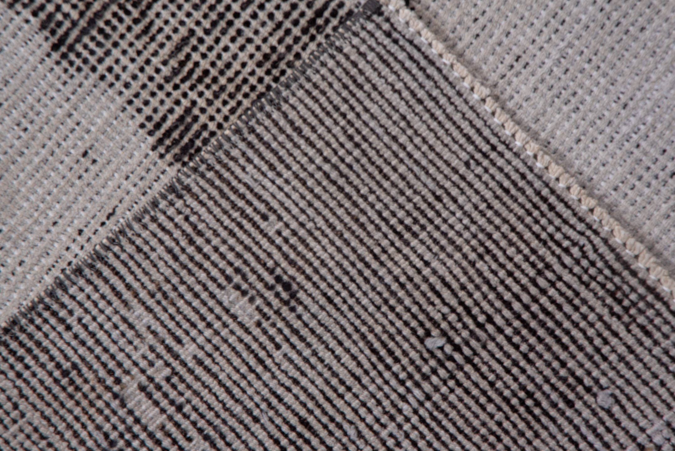 2' x 9' one-of-a-kind handmade vintage Oushak runner rug. Color palette: ivory, taupe, charcoal, beige, gray, black