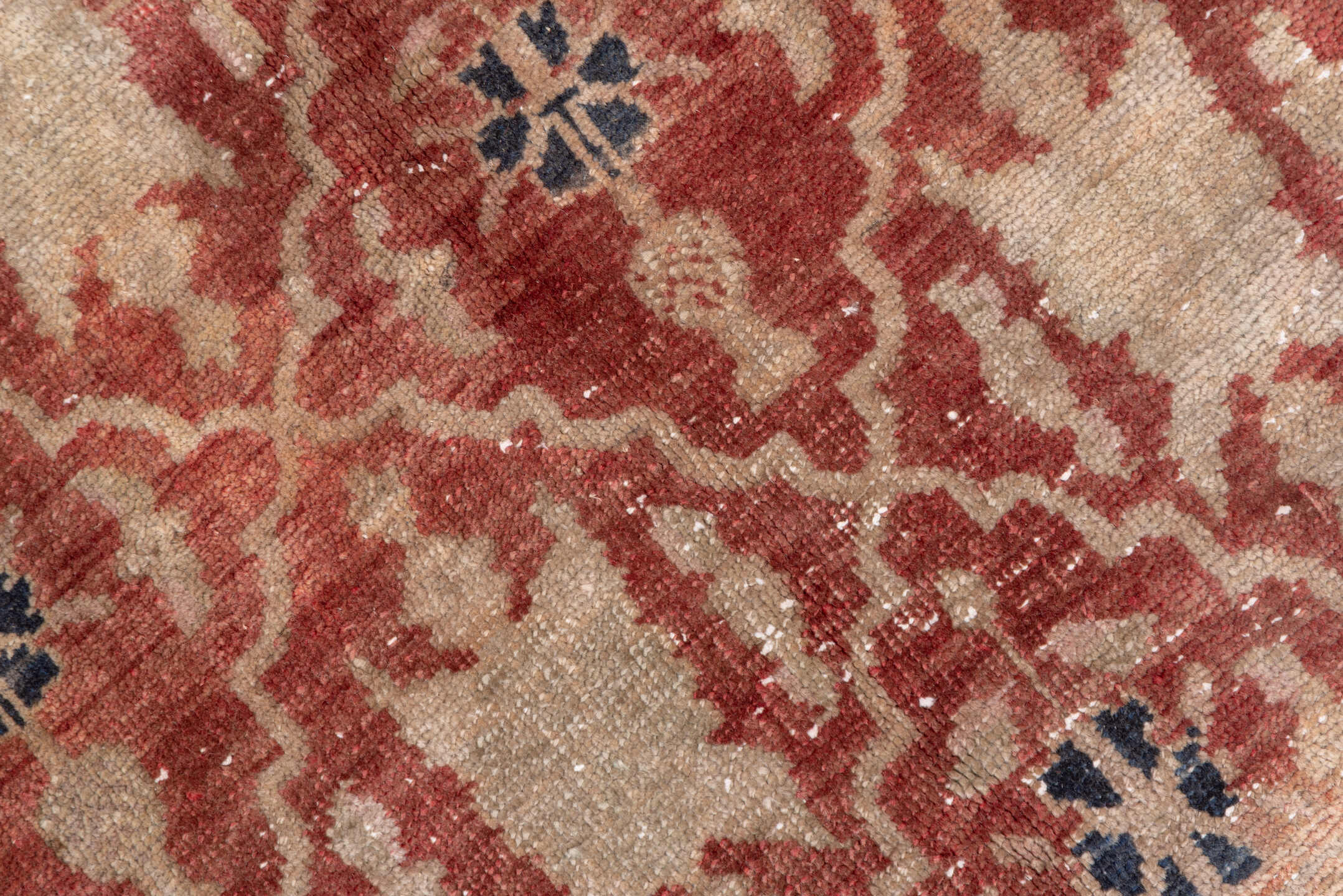 6' x 8' one-of-a-kind handmade vintage Oushak medium size rug. Color palette: terracotta, ivory, navy, blush, taupe, slate