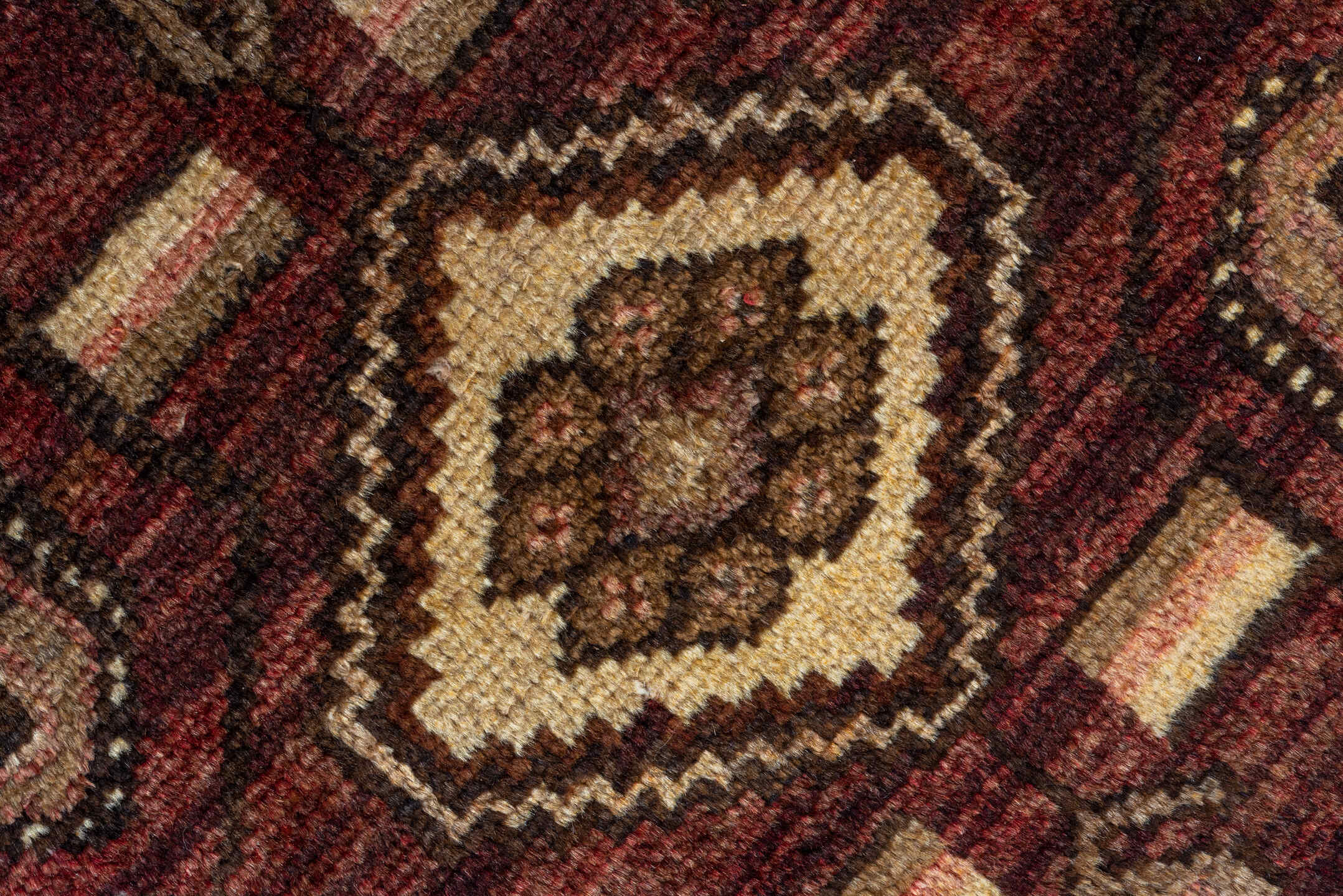 2' x 9' one-of-a-kind handmade antique Malayer runner rug. Color palette: brown, rust, ivory, camel, charcoal, burgundy