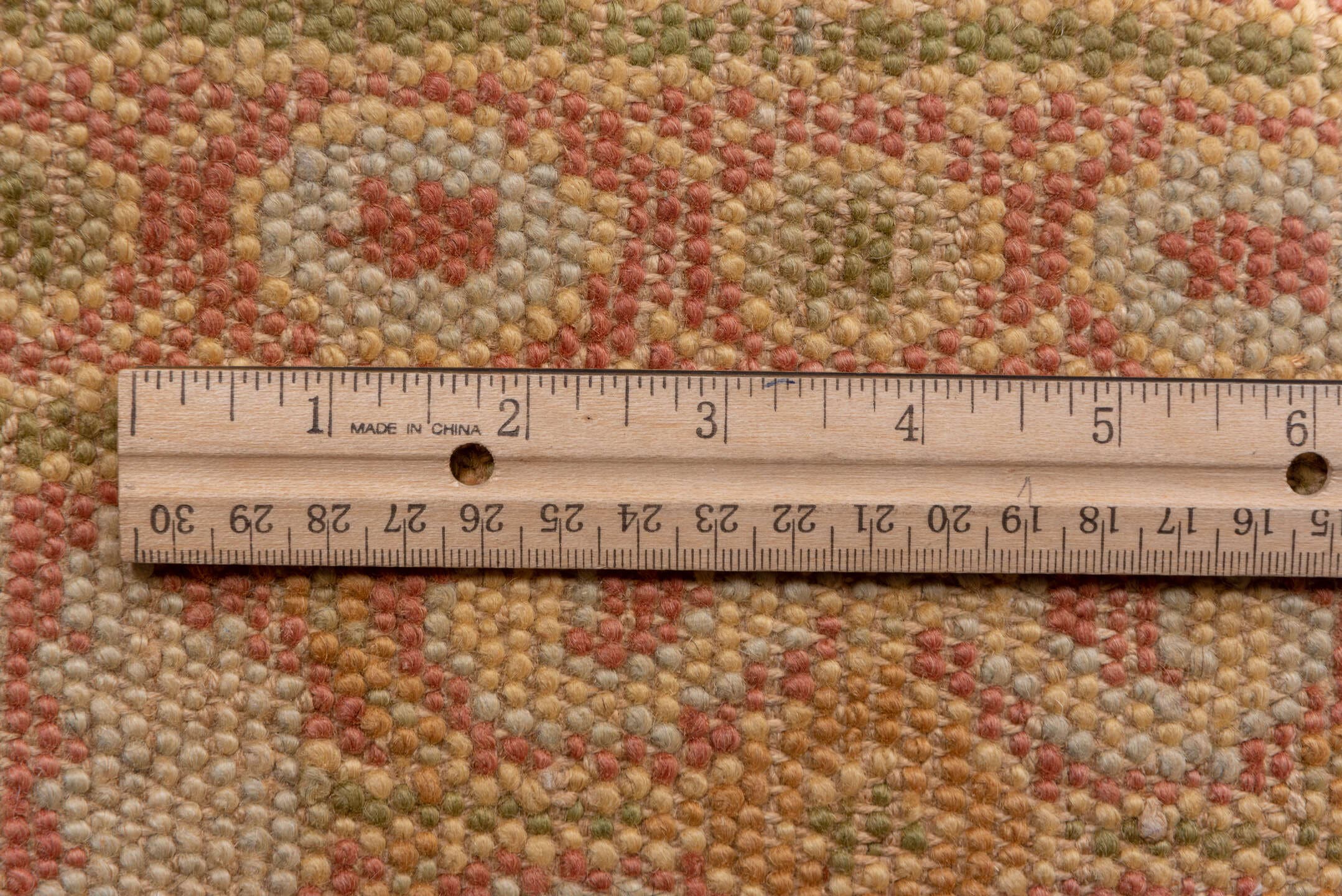 10' x 20' one-of-a-kind handmade antique Spanish rug. Color palette: coral, ivory, gold, sage, terra cotta, terracotta