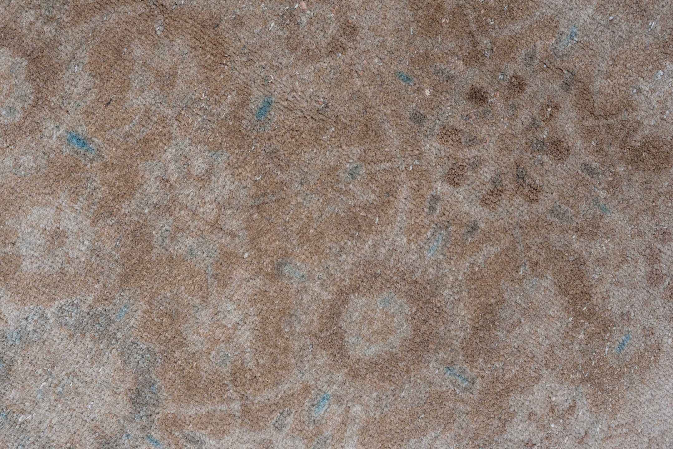 9' x 12' one-of-a-kind handmade antique Sivas large size rug. Color palette: ivory, taupe, sky blue, beige, camel