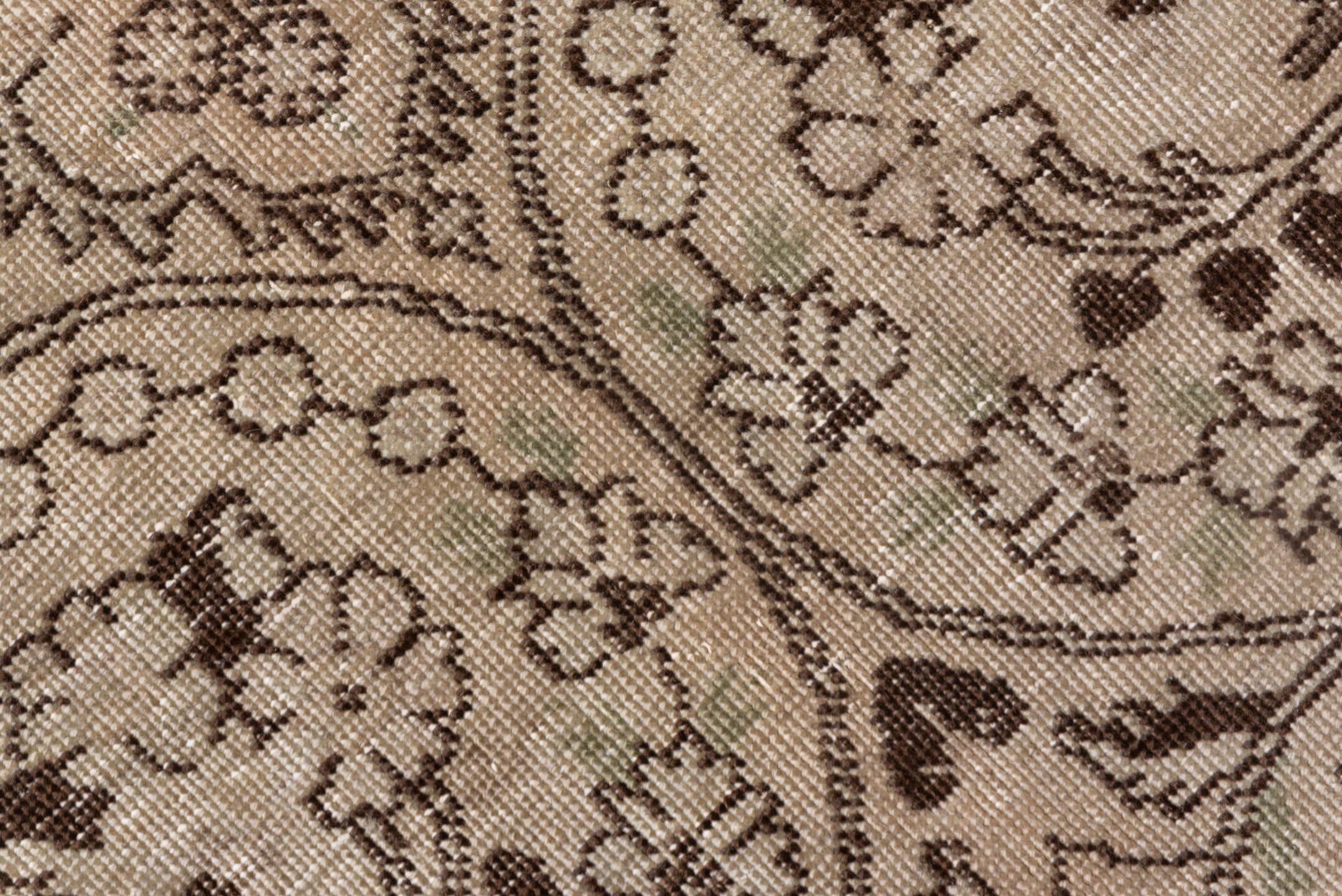 9' x 12' one-of-a-kind handmade antique Sivas large size rug. Color palette: ivory, taupe, brown, camel, beige, gray