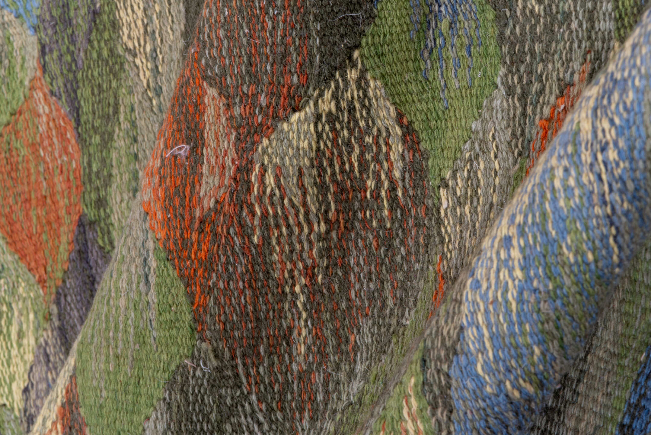 2' x 4' one-of-a-kind handmade vintage Kilim small size rug. Color palette: black, blue, brown, dim gray, fiord, gray