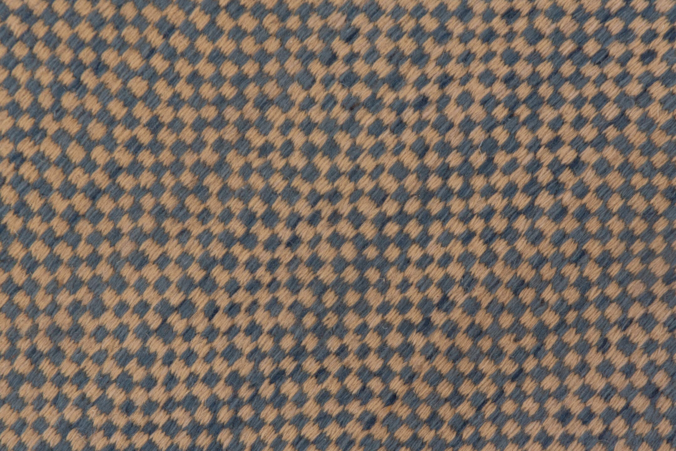2' x 4' one-of-a-kind handmade vintage Kilim small size rug. Color palette: camel, blue, taupe, beige, gray
