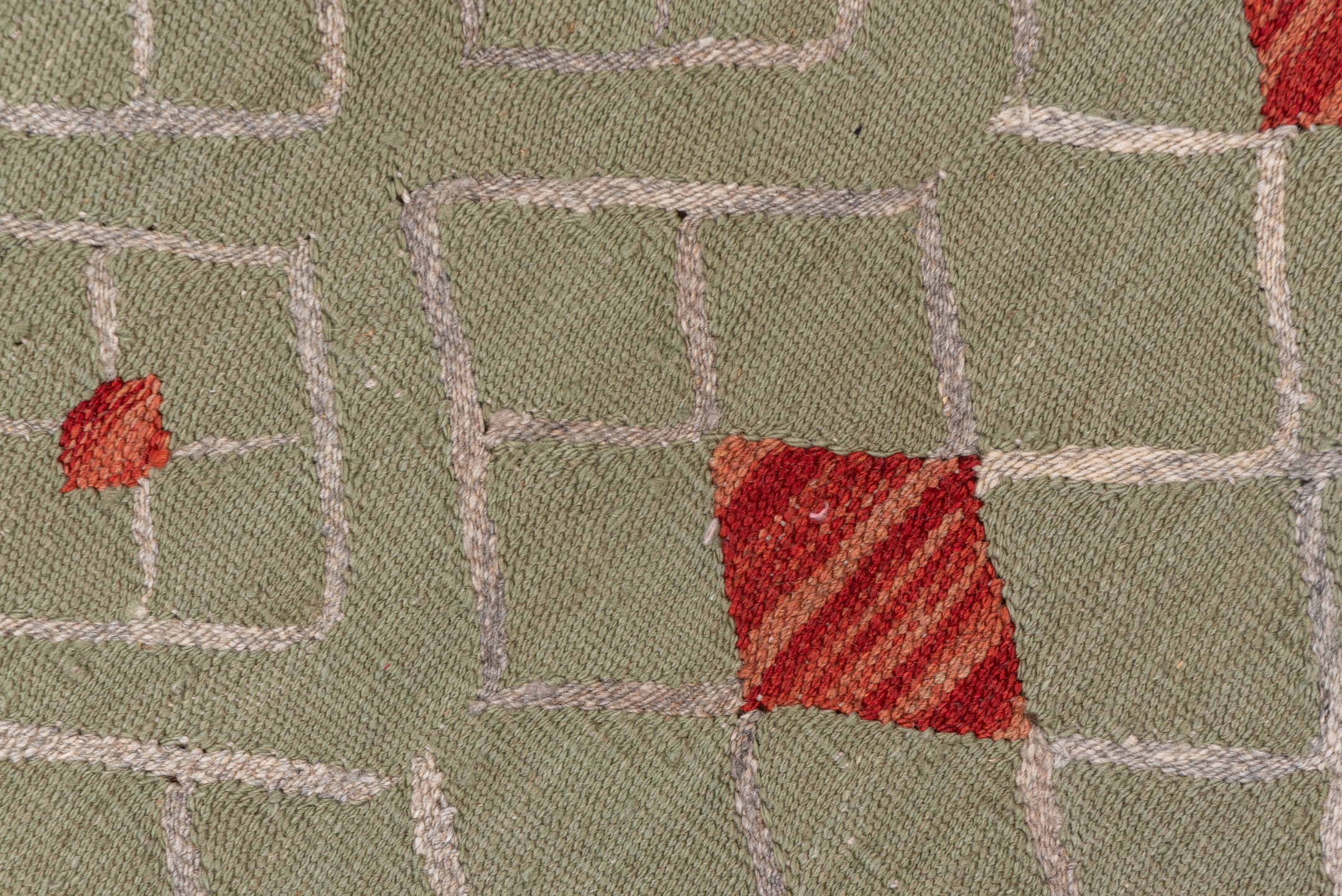 3' x 4' one-of-a-kind handmade vintage Kilim small size rug. Color palette: olive, ivory, coral, beige, green, terracotta