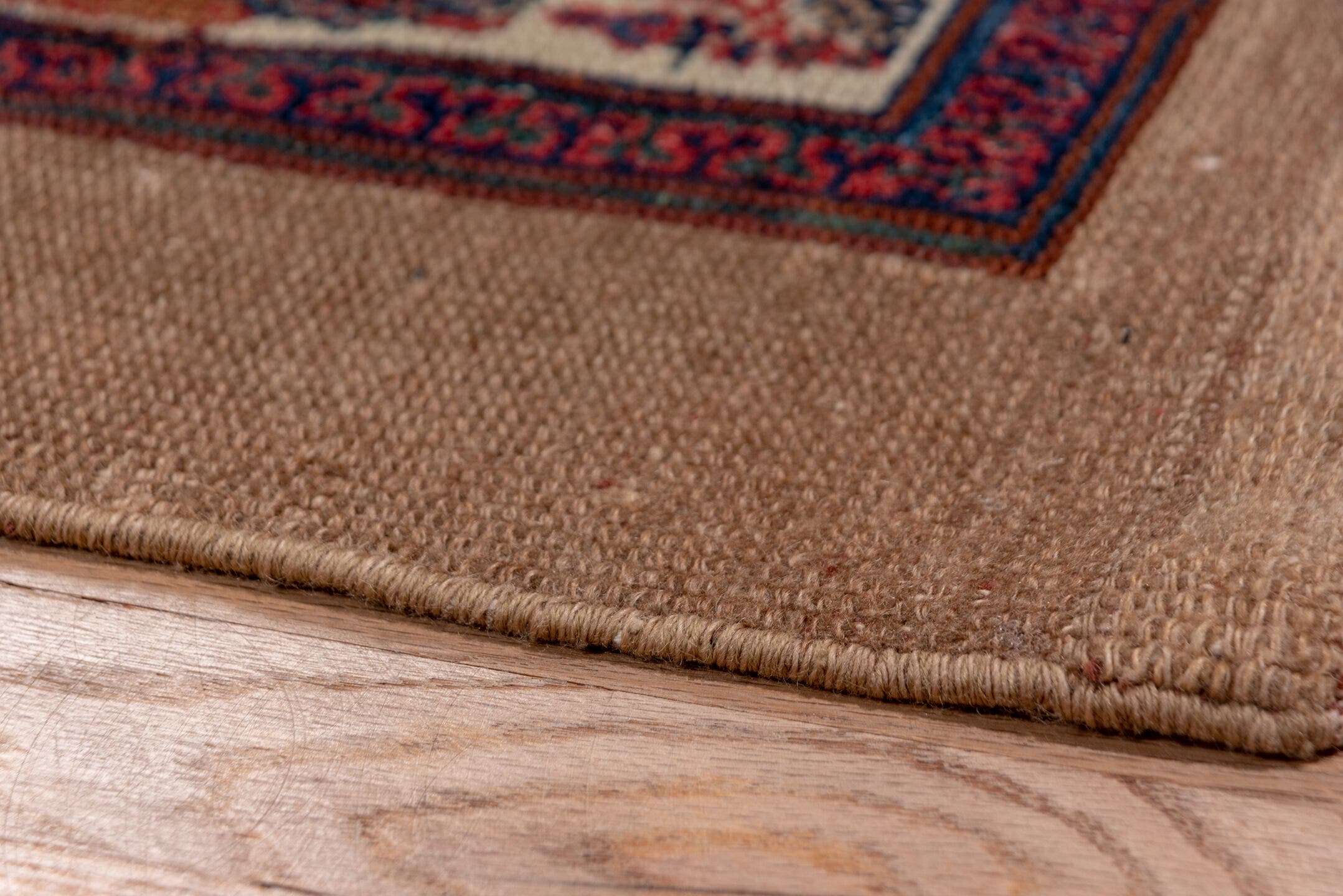 3' x 14' one-of-a-kind handmade antique Cam Hamadan runner rug. Color palette: camel, navy, rust, ivory, burgundy, slate